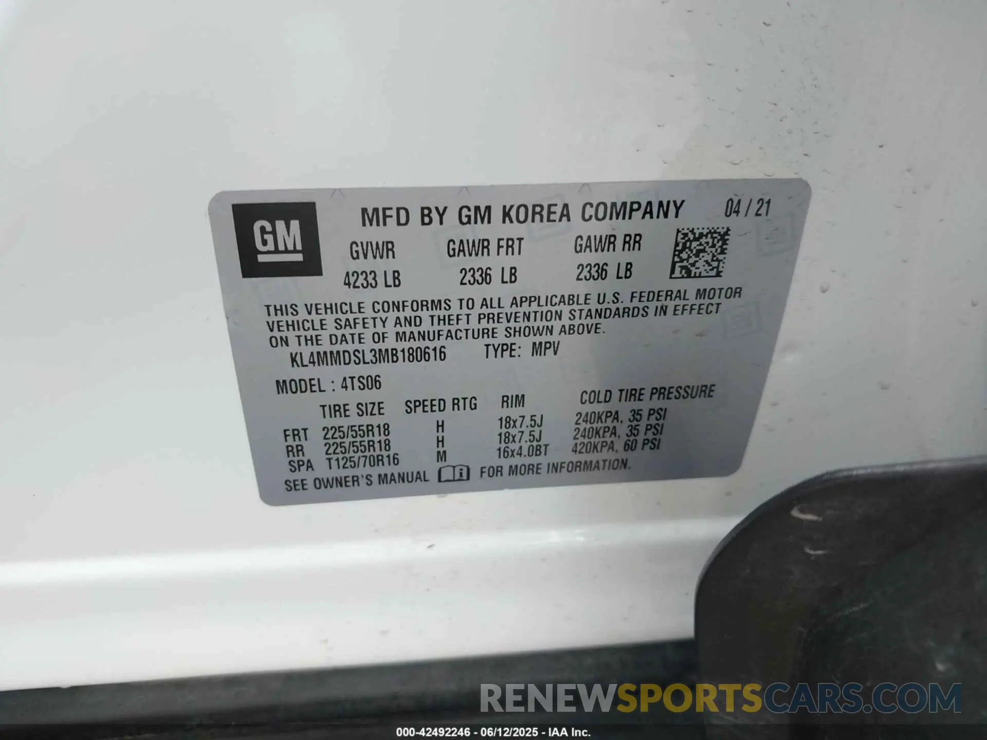 9 Photograph of a damaged car KL4MMDSL3MB180616 BUICK ENCORE GX 2021