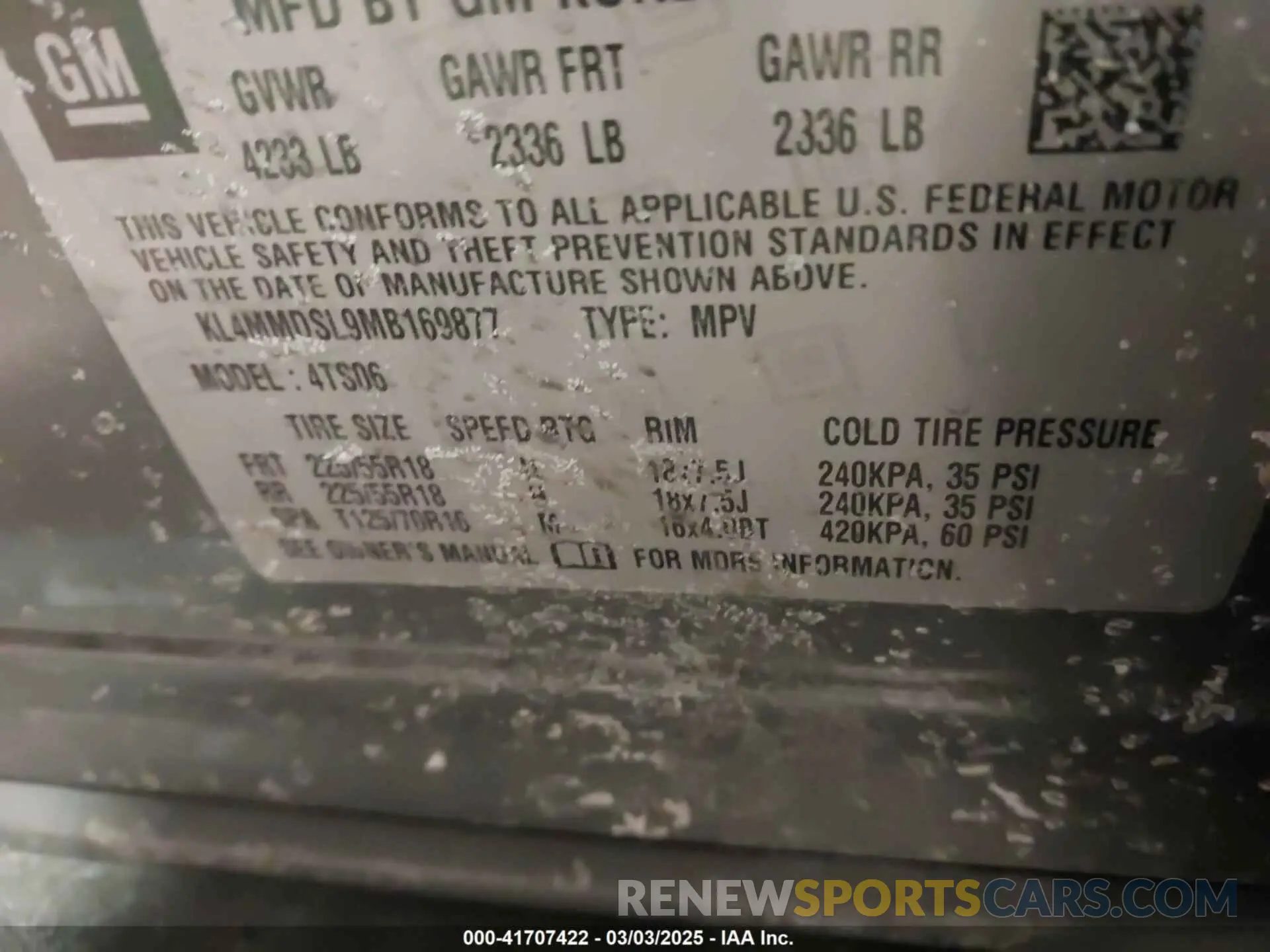 9 Фотография поврежденного автомобиля KL4MMDSL9MB169877 BUICK ENCORE GX 2021