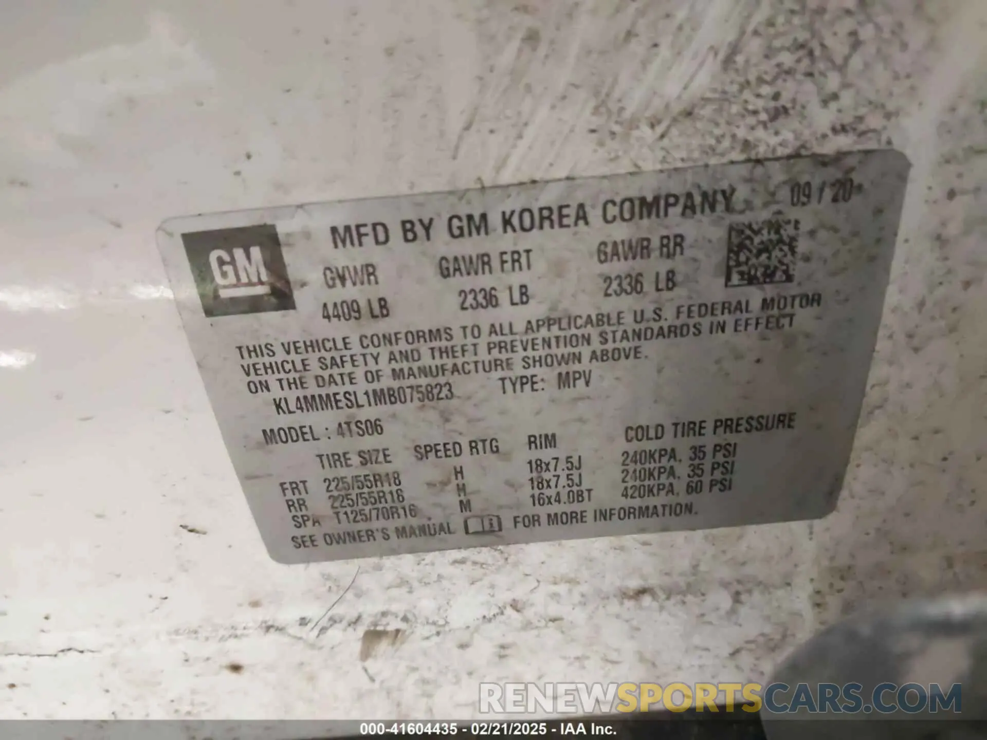 9 Photograph of a damaged car KL4MMESL1MB075823 BUICK ENCORE GX 2021