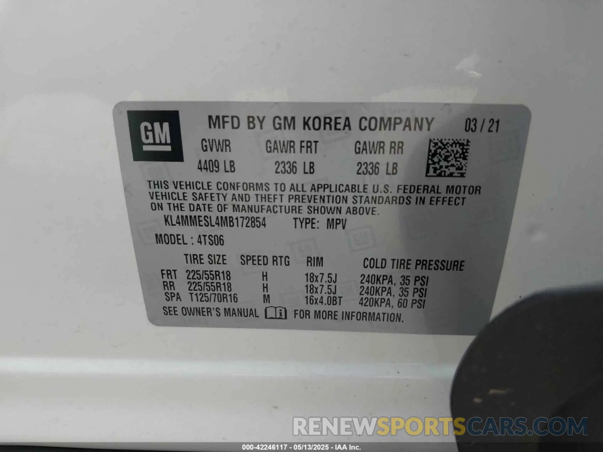 9 Photograph of a damaged car KL4MMESL4MB172854 BUICK ENCORE GX 2021