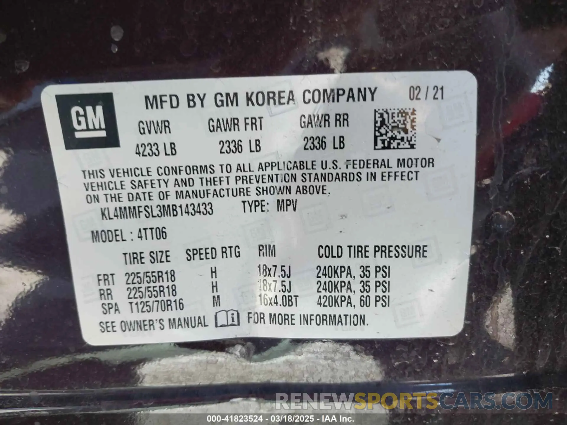 9 Photograph of a damaged car KL4MMFSL3MB143433 BUICK ENCORE GX 2021
