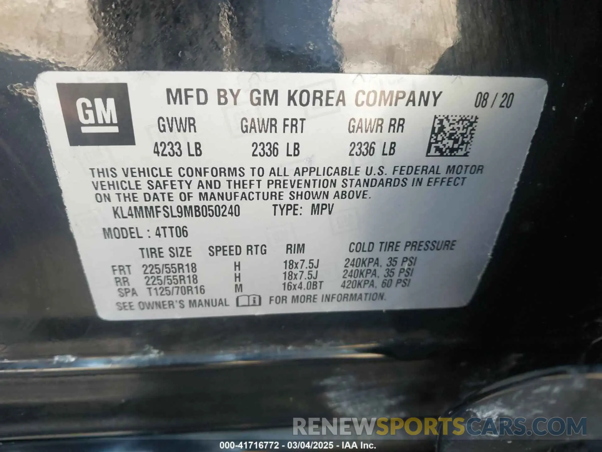 9 Фотография поврежденного автомобиля KL4MMFSL9MB050240 BUICK ENCORE GX 2021