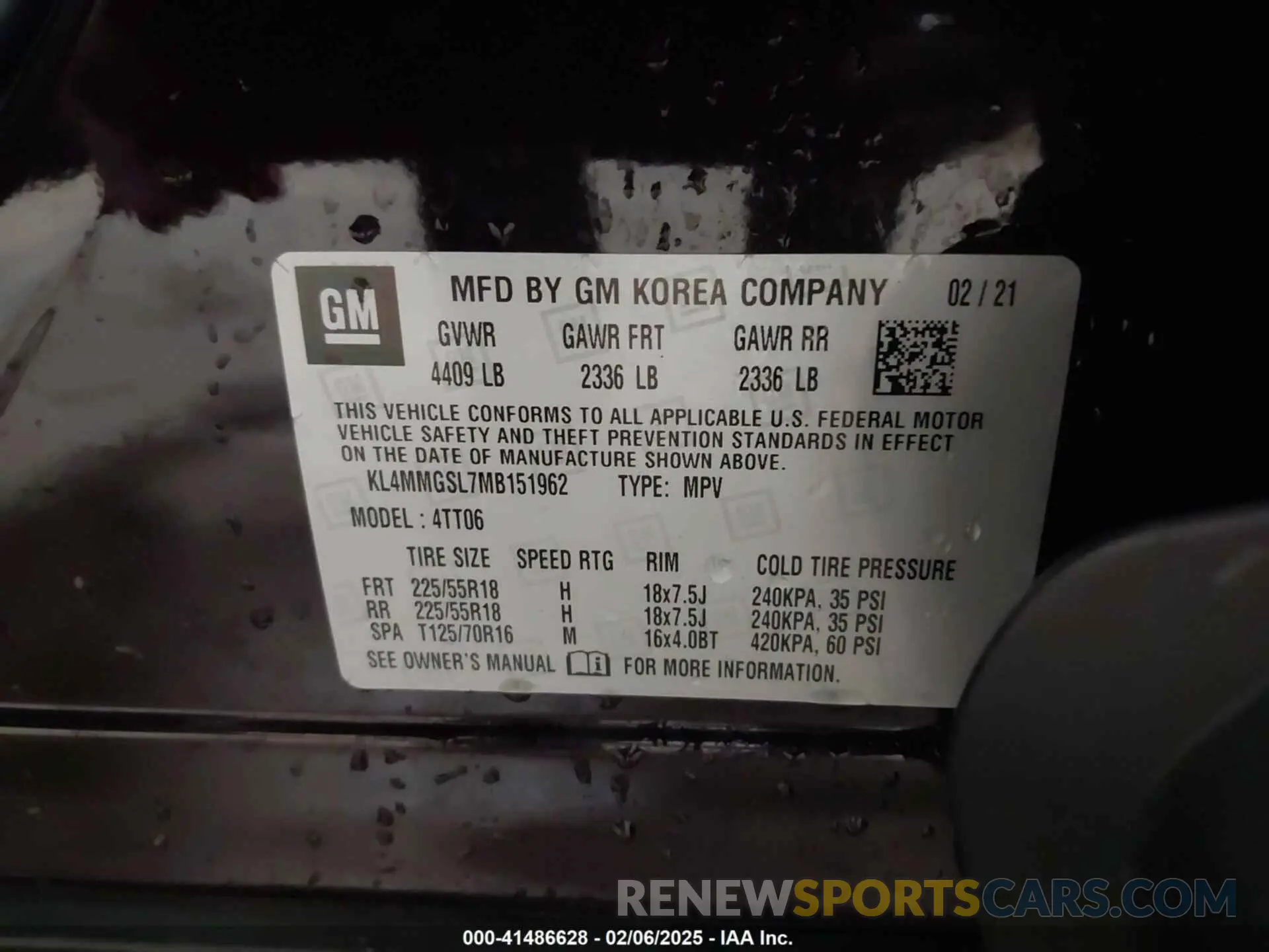 9 Фотография поврежденного автомобиля KL4MMGSL7MB151962 BUICK ENCORE GX 2021