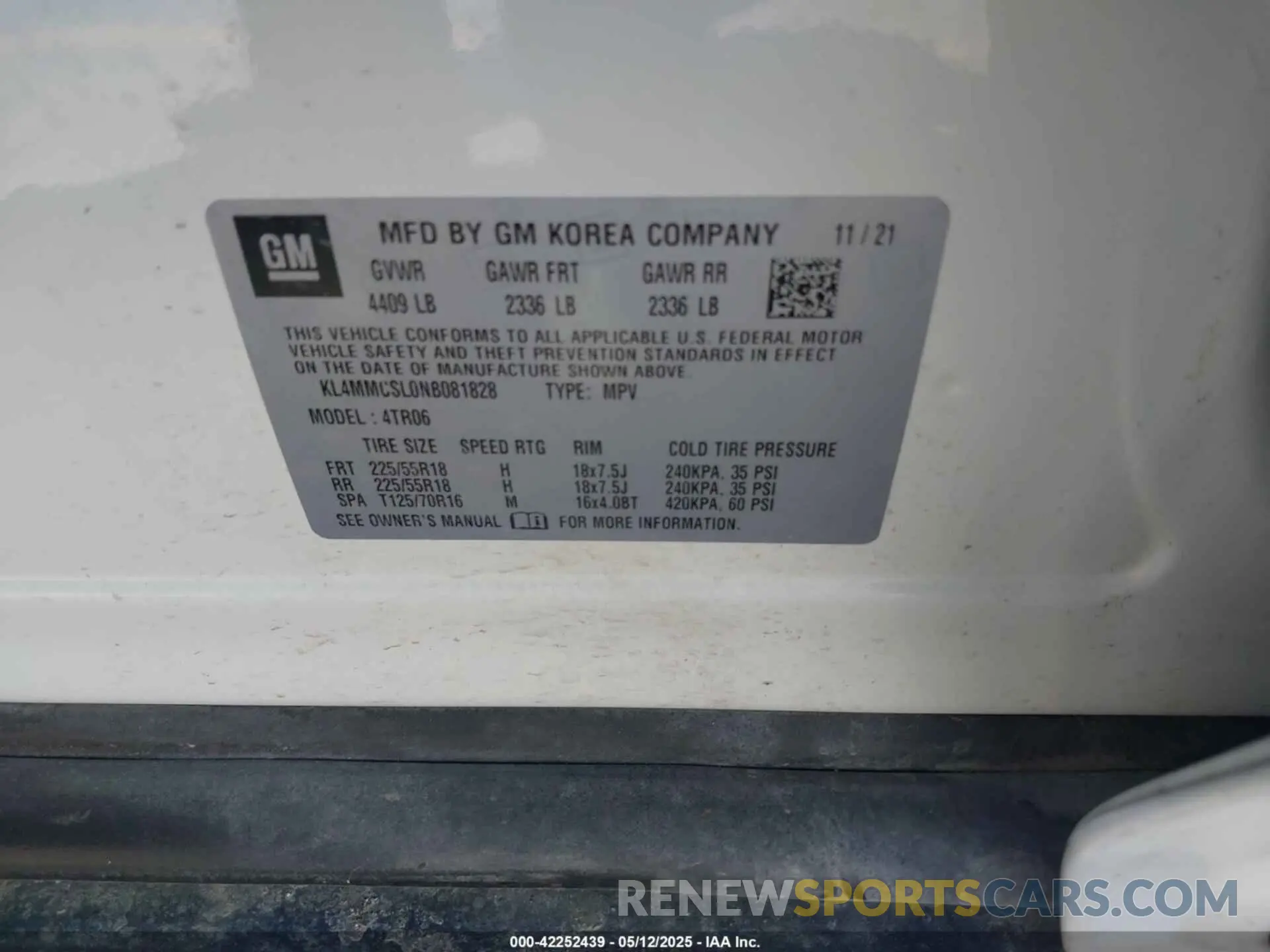 9 Фотография поврежденного автомобиля KL4MMCSL0NB081828 BUICK ENCORE GX 2022