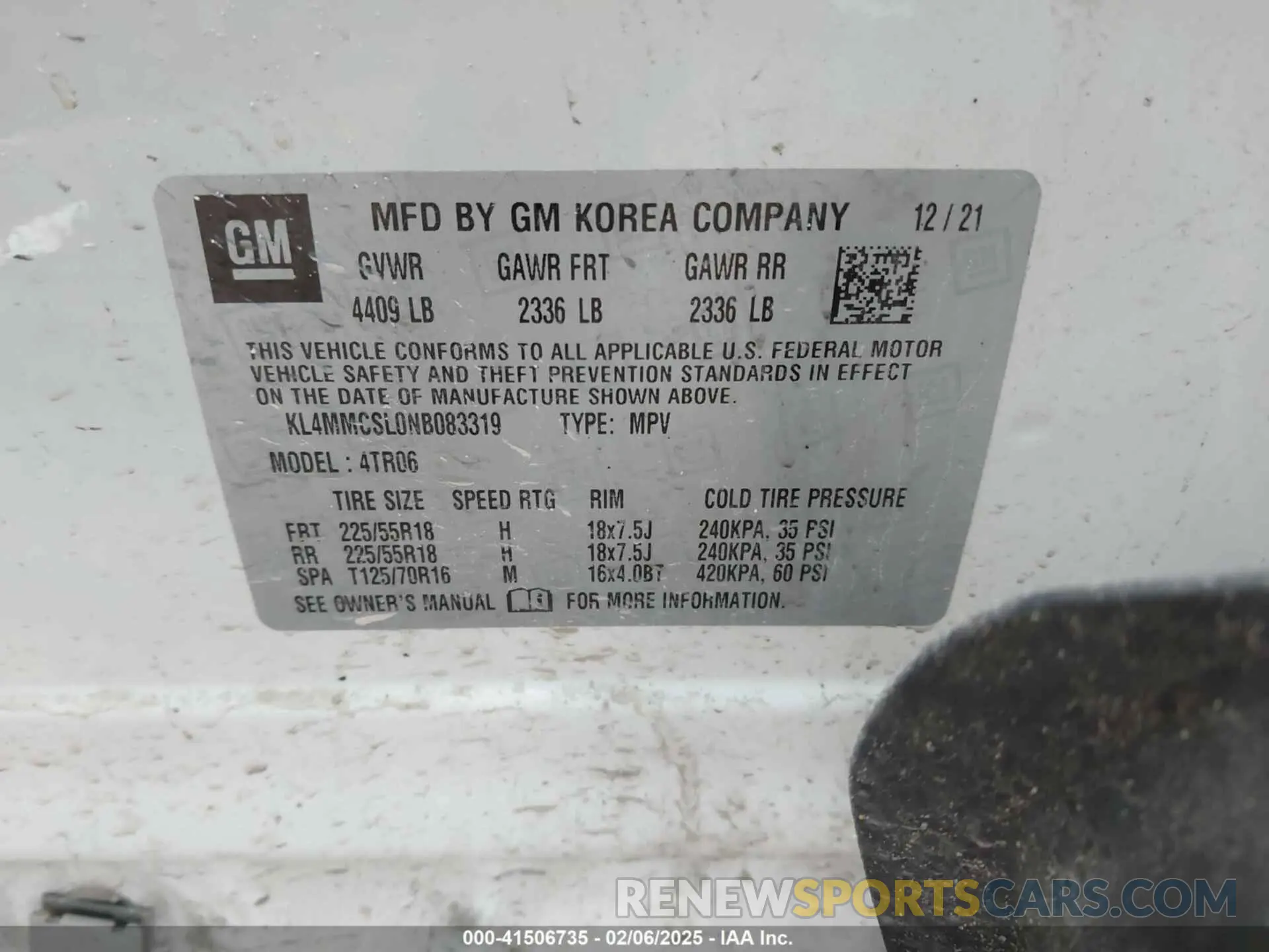 9 Фотография поврежденного автомобиля KL4MMCSL0NB083319 BUICK ENCORE GX 2022