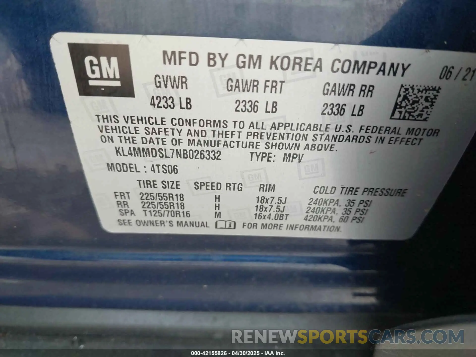 9 Photograph of a damaged car KL4MMDSL7NB026332 BUICK ENCORE GX 2022