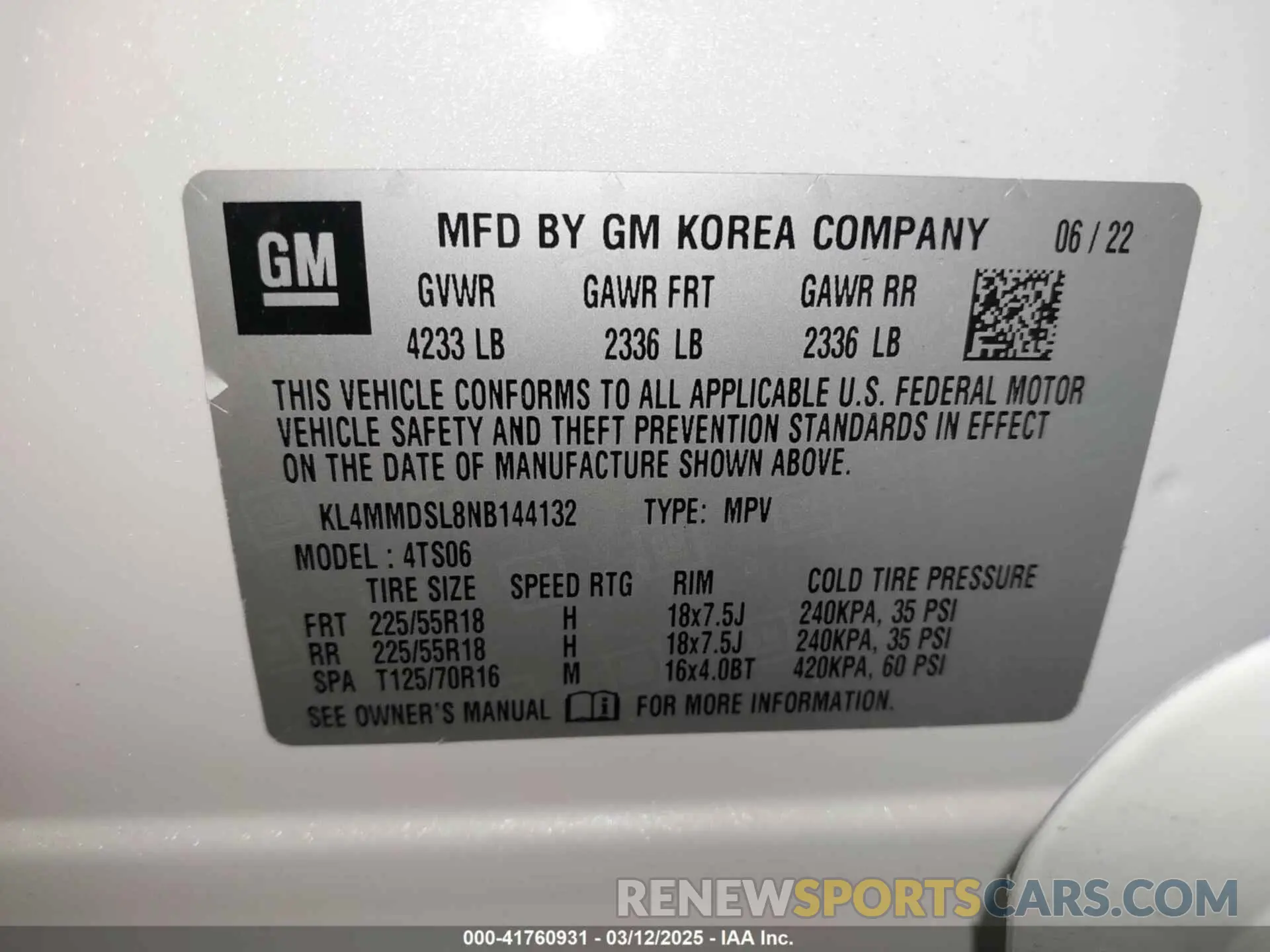 9 Фотография поврежденного автомобиля KL4MMDSL8NB144132 BUICK ENCORE GX 2022