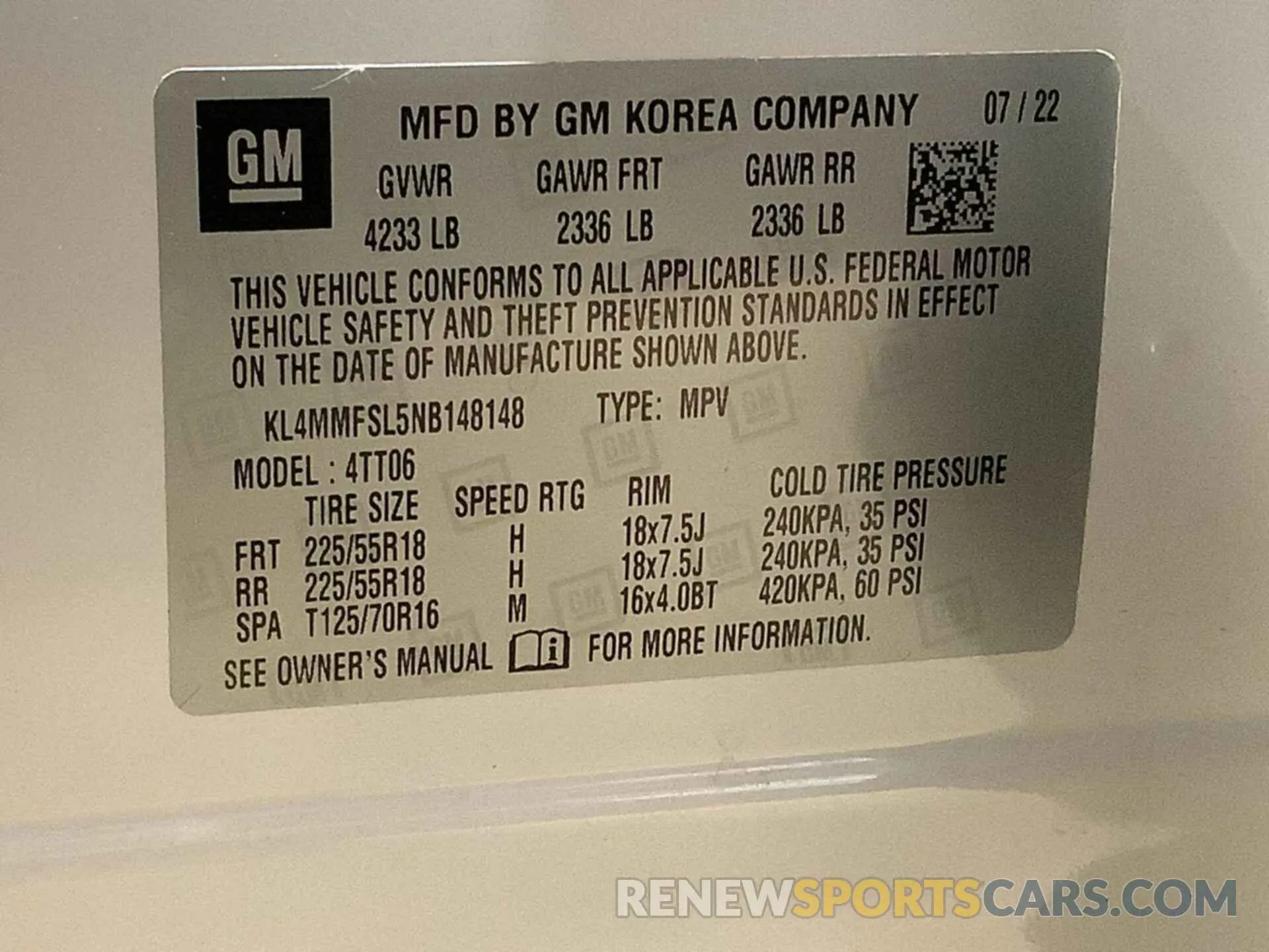 4 Фотография поврежденного автомобиля KL4MMFSL5NB148148 BUICK ENCORE GX 2022