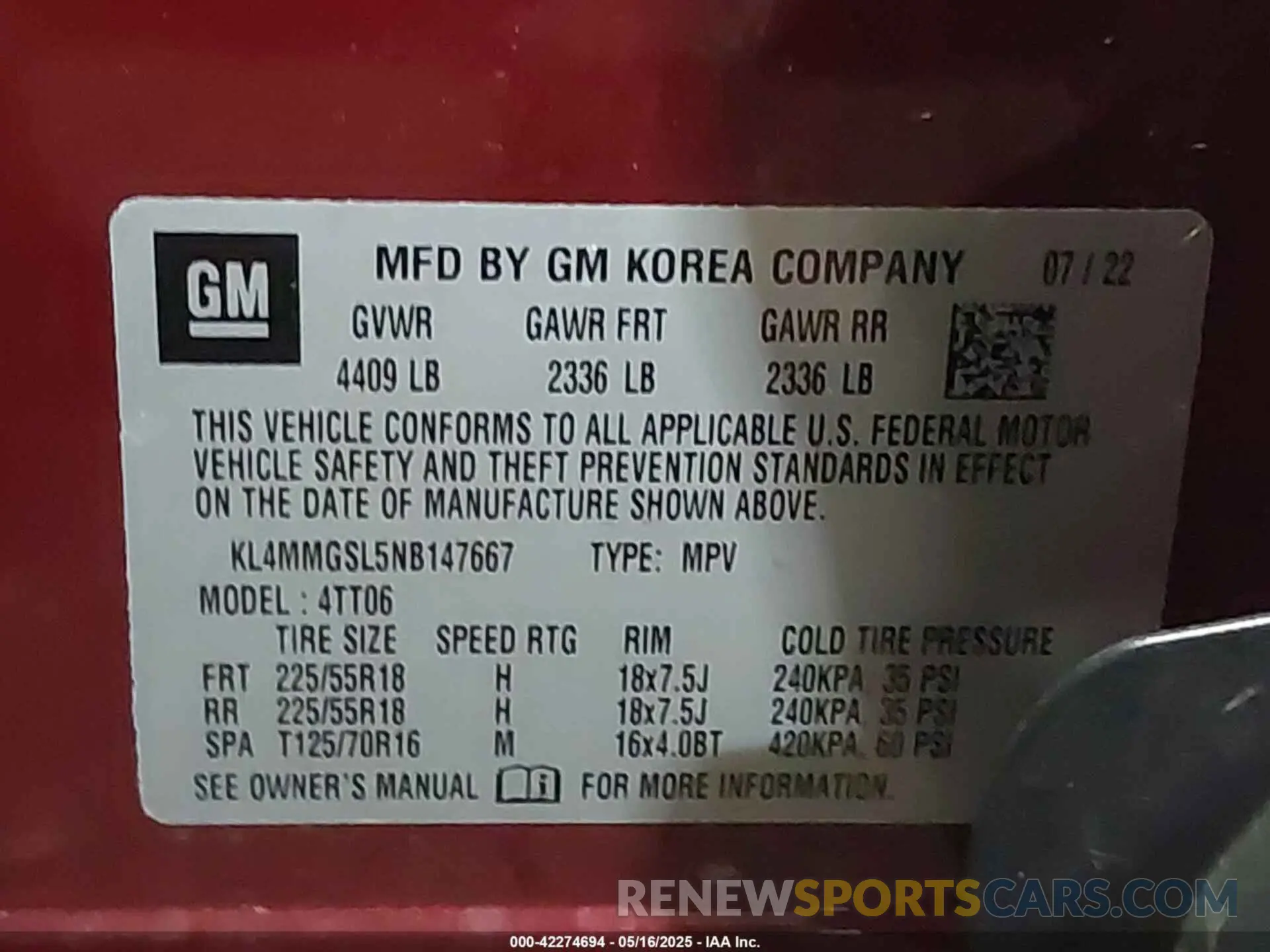 9 Photograph of a damaged car KL4MMGSL5NB147667 BUICK ENCORE GX 2022