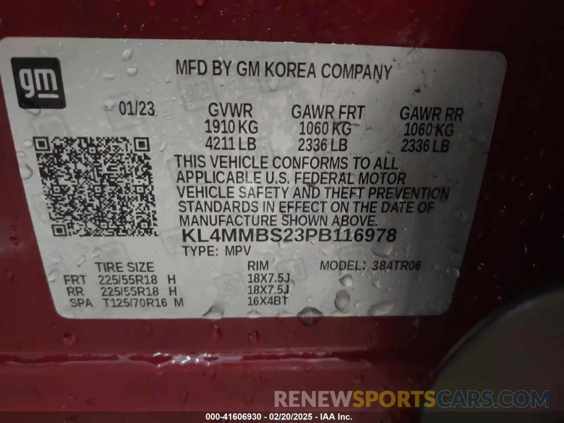 9 Фотография поврежденного автомобиля KL4MMBS23PB116978 BUICK ENCORE GX 2023