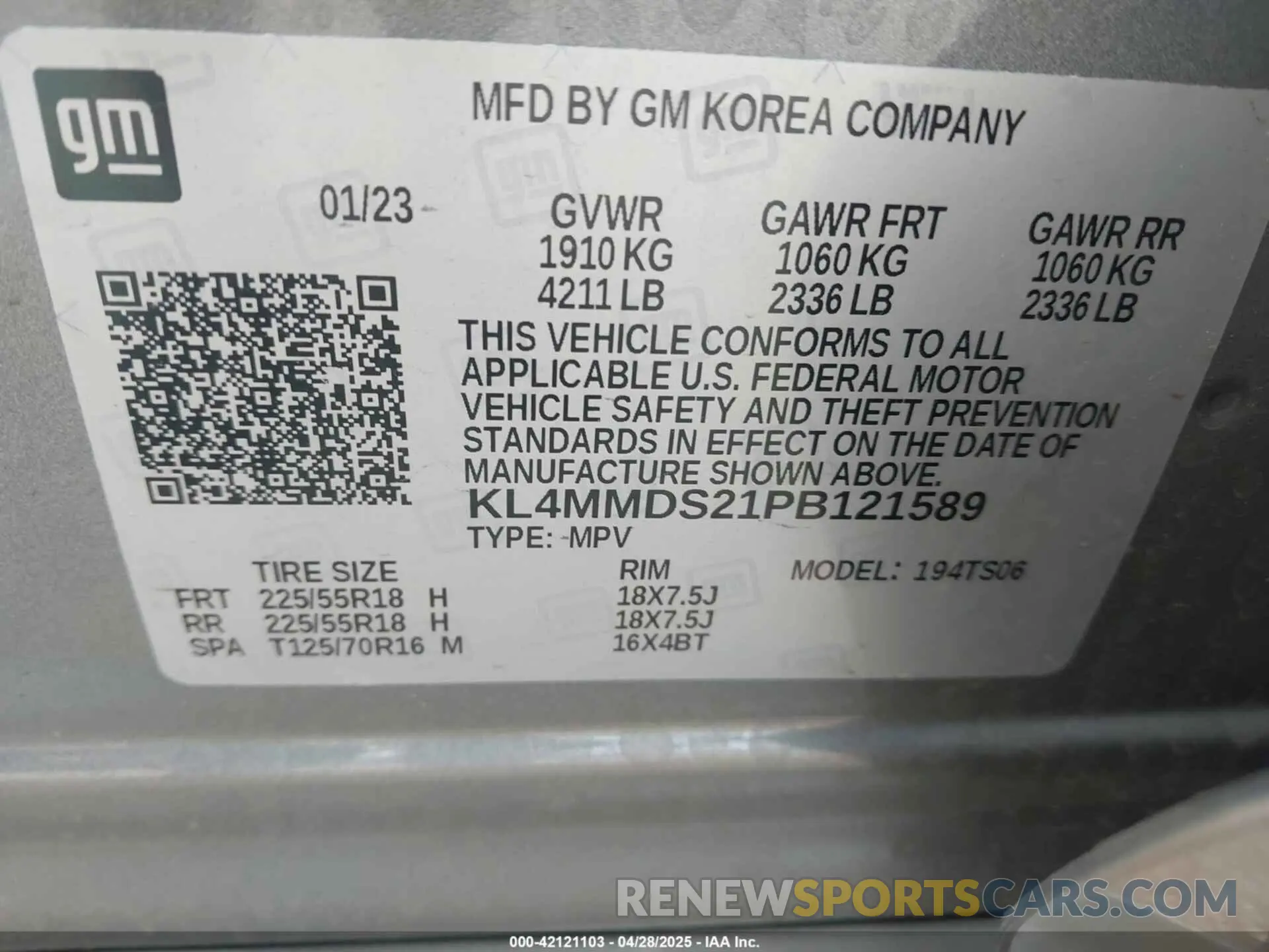 9 Фотография поврежденного автомобиля KL4MMDS21PB121589 BUICK ENCORE GX 2023