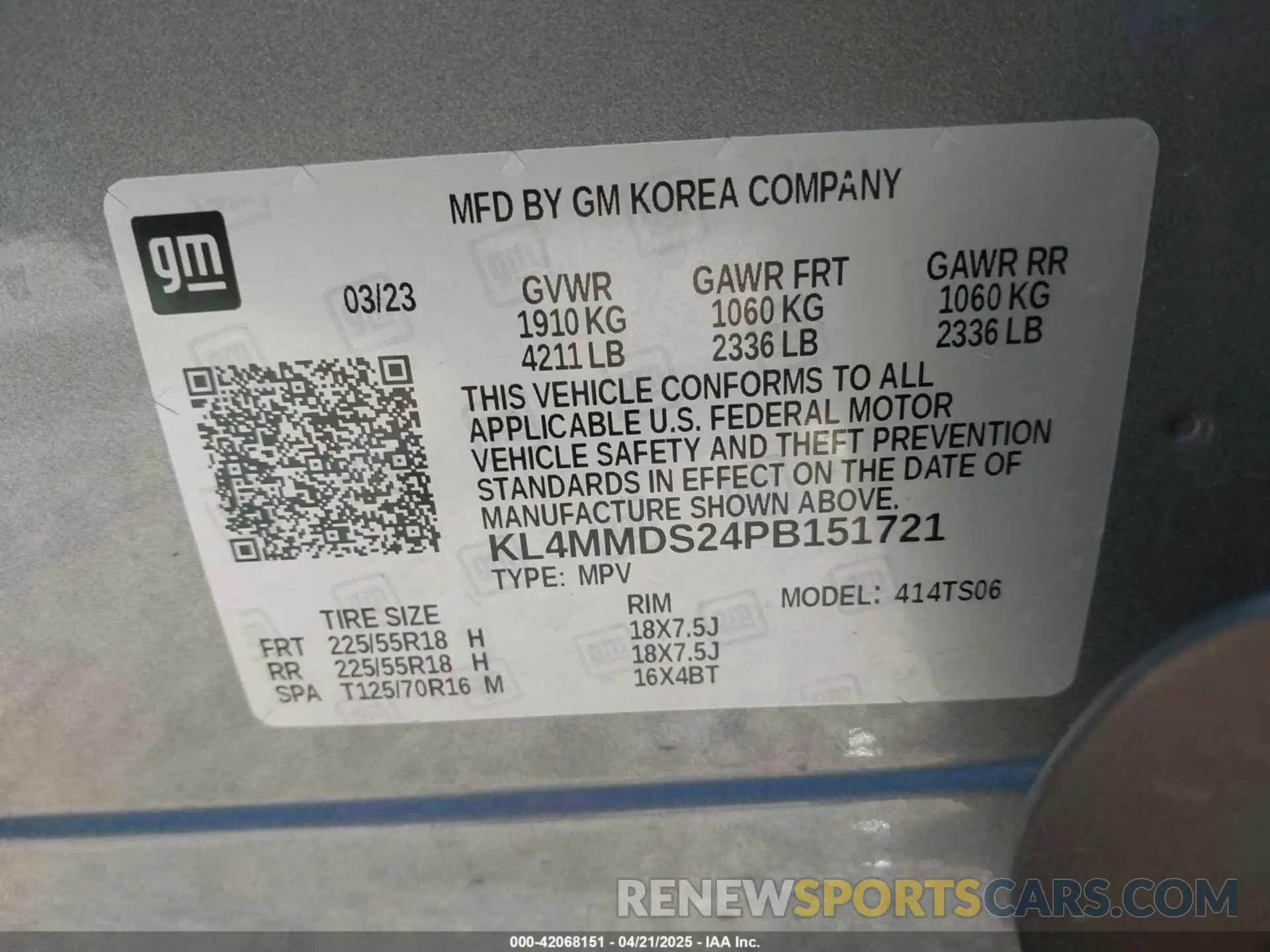 9 Фотография поврежденного автомобиля KL4MMDS24PB151721 BUICK ENCORE GX 2023