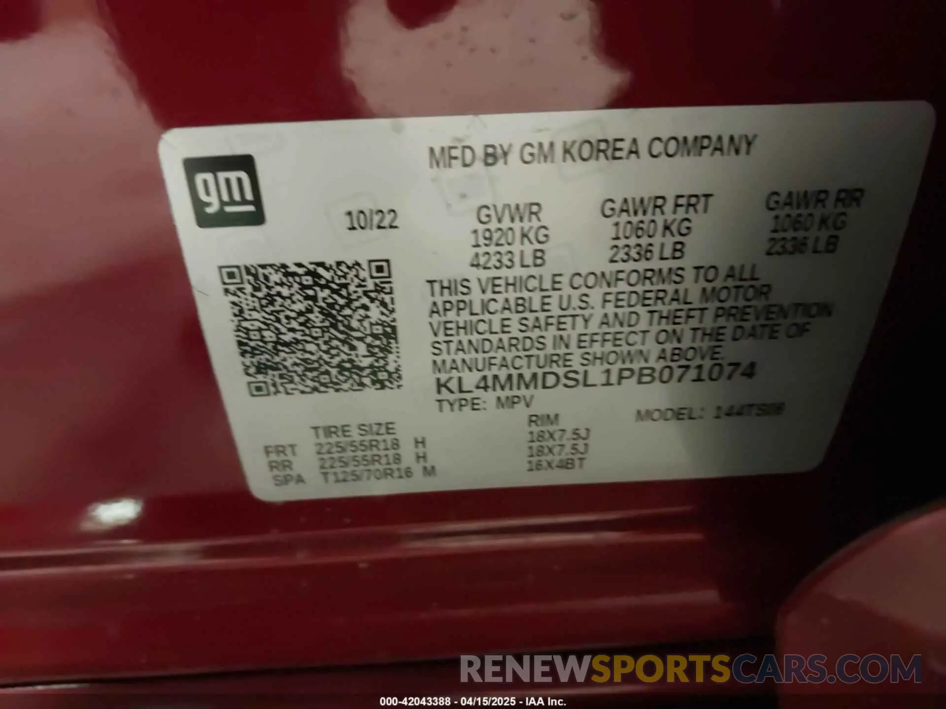 9 Photograph of a damaged car KL4MMDSL1PB071074 BUICK ENCORE GX 2023