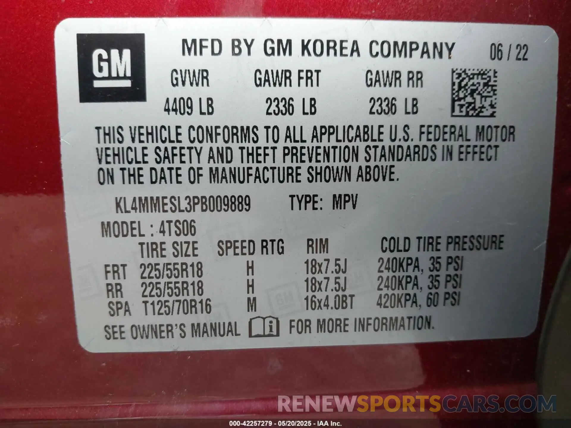 9 Фотография поврежденного автомобиля KL4MMESL3PB009889 BUICK ENCORE GX 2023