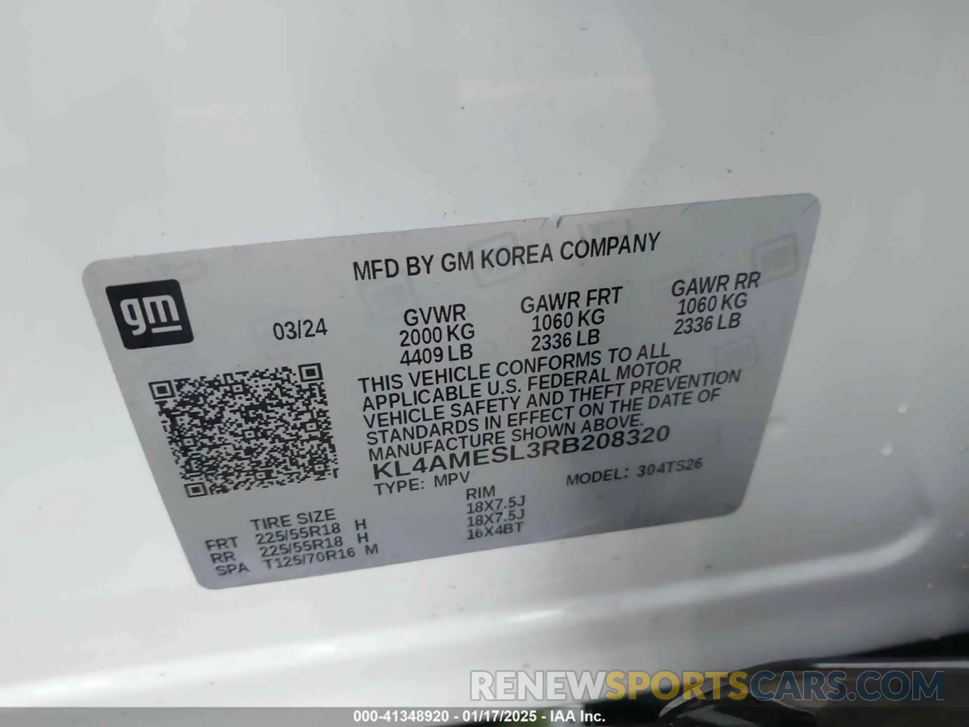 9 Фотография поврежденного автомобиля KL4AMESL3RB208320 BUICK ENCORE GX 2024