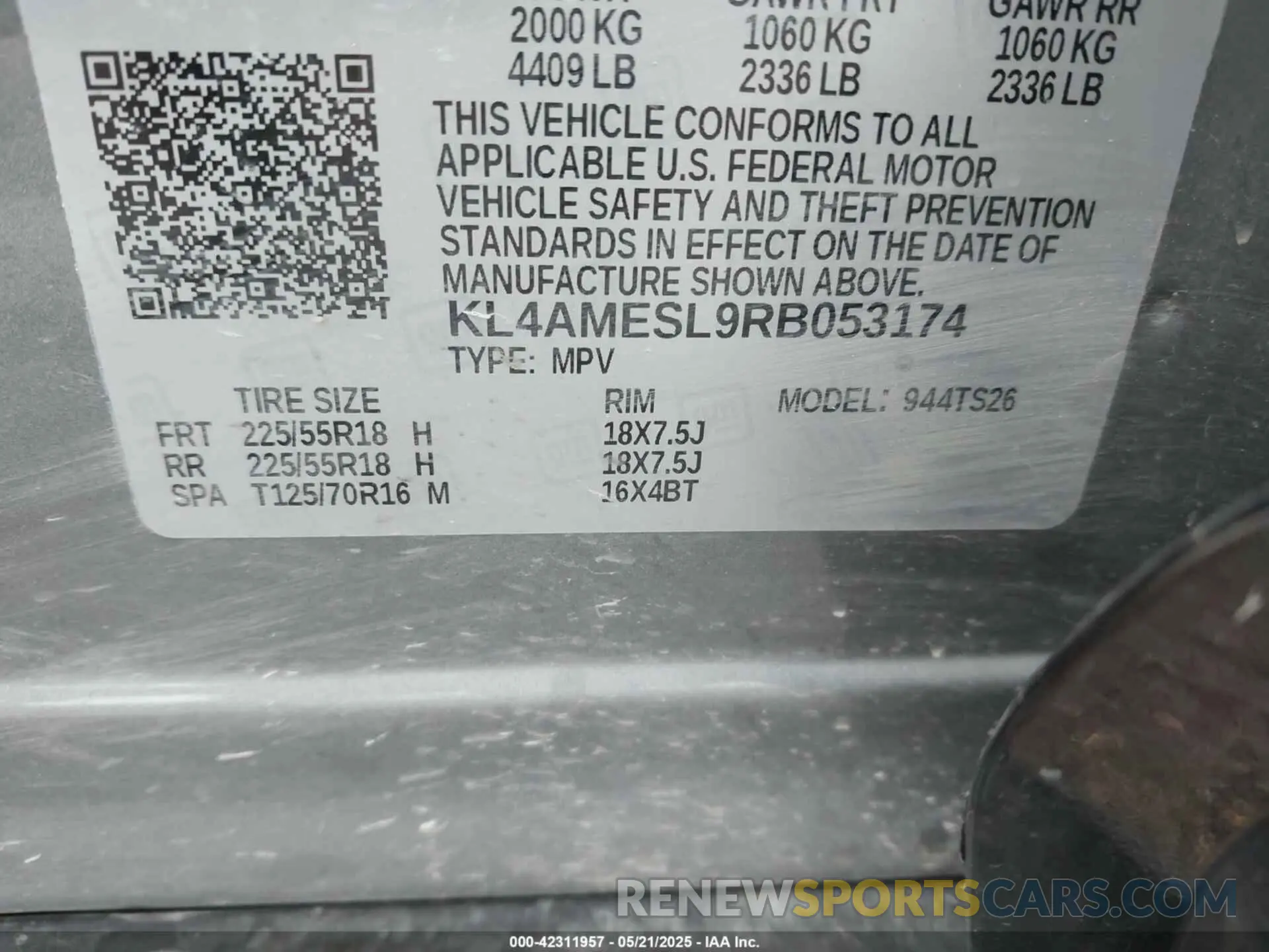 9 Photograph of a damaged car KL4AMESL9RB053174 BUICK ENCORE GX 2024
