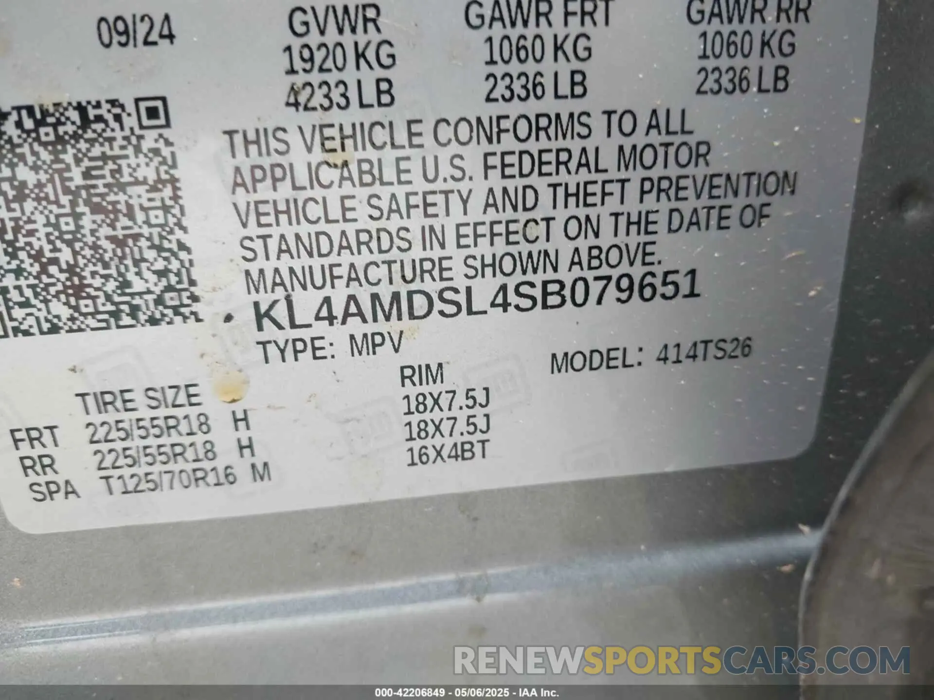 9 Фотография поврежденного автомобиля KL4AMDSL4SB079651 BUICK ENCORE GX 2025