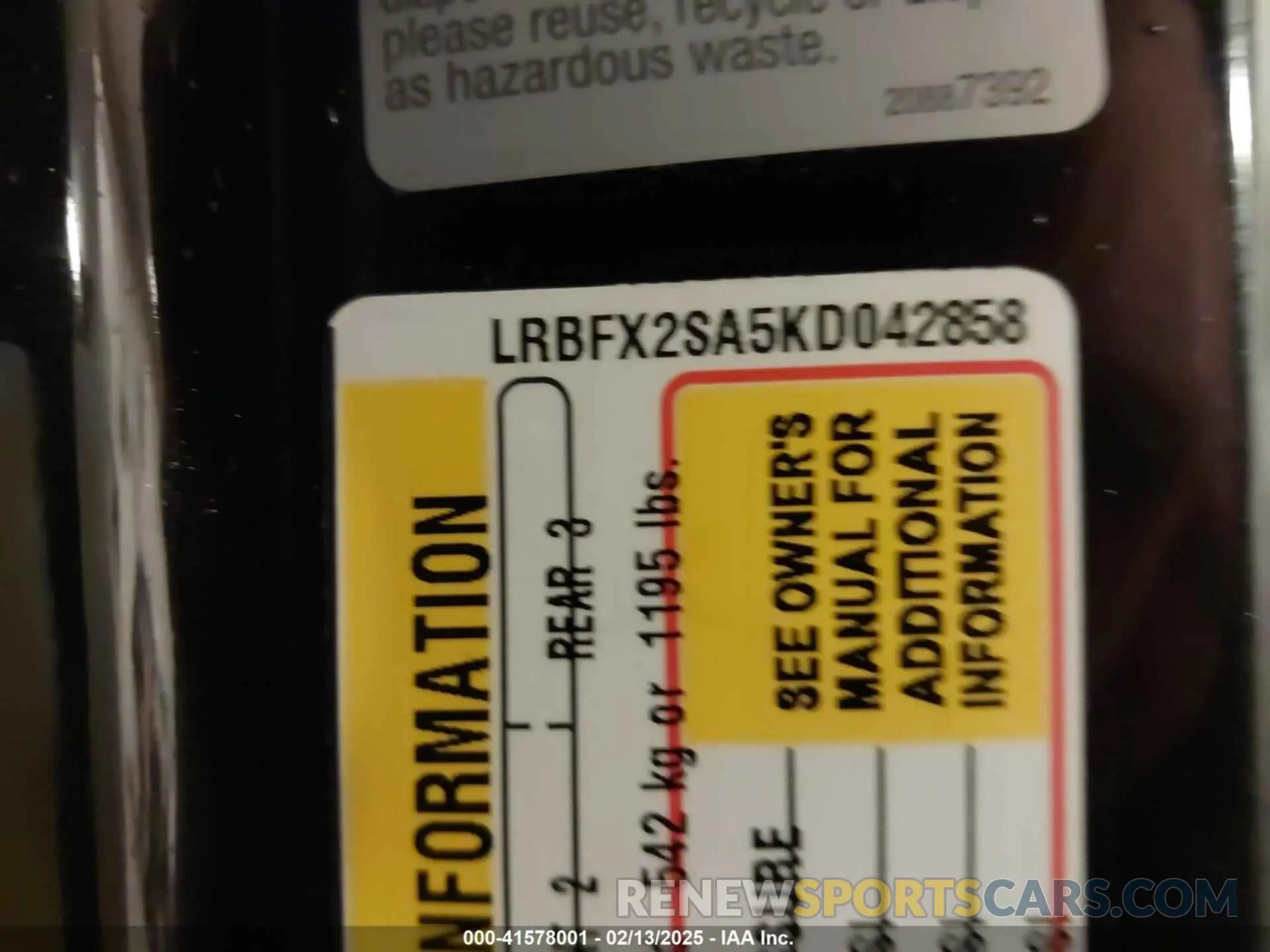 9 Фотография поврежденного автомобиля LRBFX2SA5KD042858 BUICK ENVISION 2019