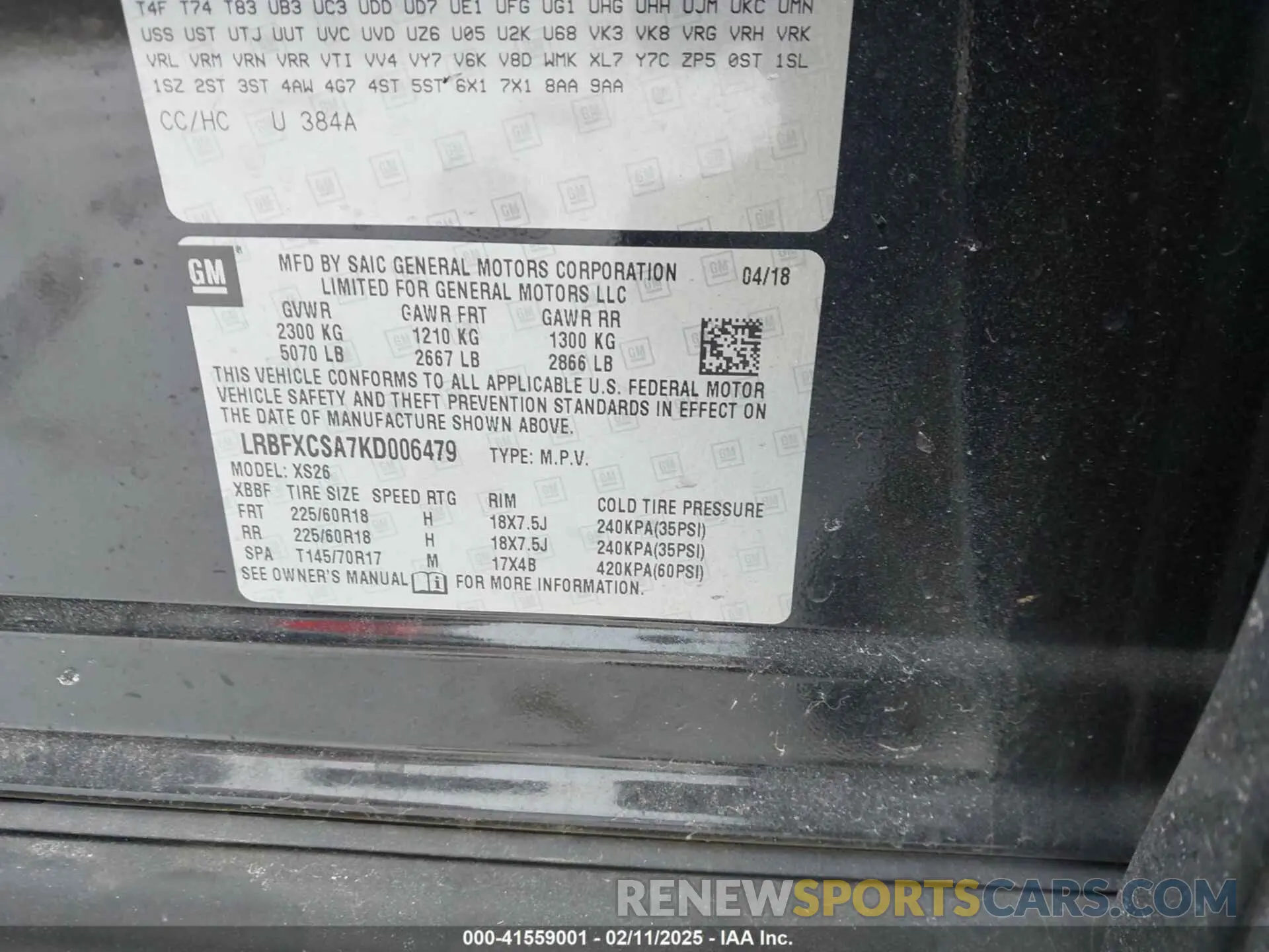 9 Photograph of a damaged car LRBFXCSA7KD006479 BUICK ENVISION 2019