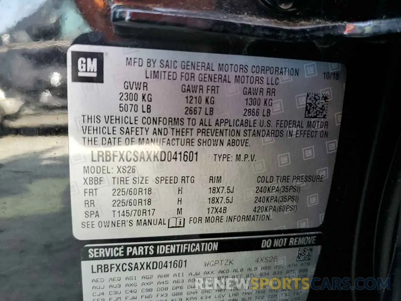 13 Фотография поврежденного автомобиля LRBFXCSAXKD041601 BUICK ENVISION 2019