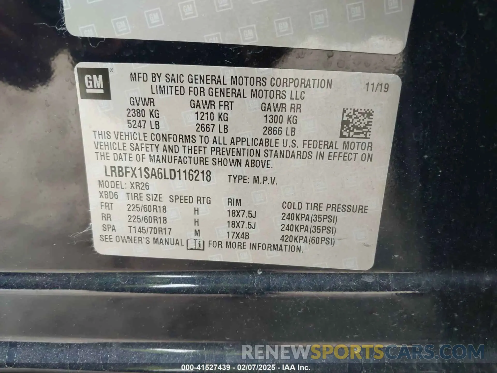 9 Фотография поврежденного автомобиля LRBFX1SA6LD116218 BUICK ENVISION 2020