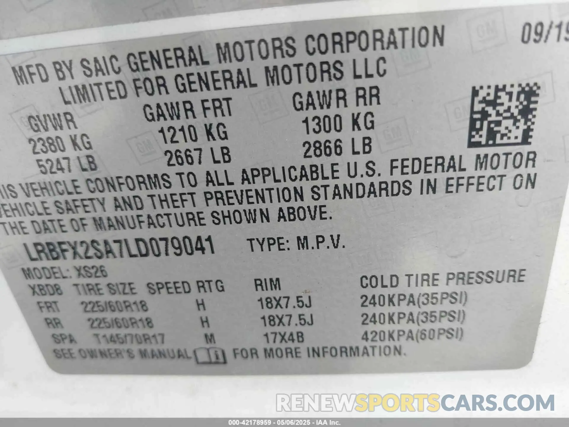 9 Фотография поврежденного автомобиля LRBFX2SA7LD079041 BUICK ENVISION 2020