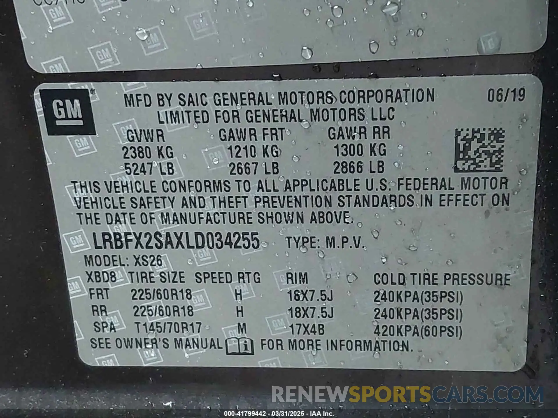 9 Фотография поврежденного автомобиля LRBFX2SAXLD034255 BUICK ENVISION 2020