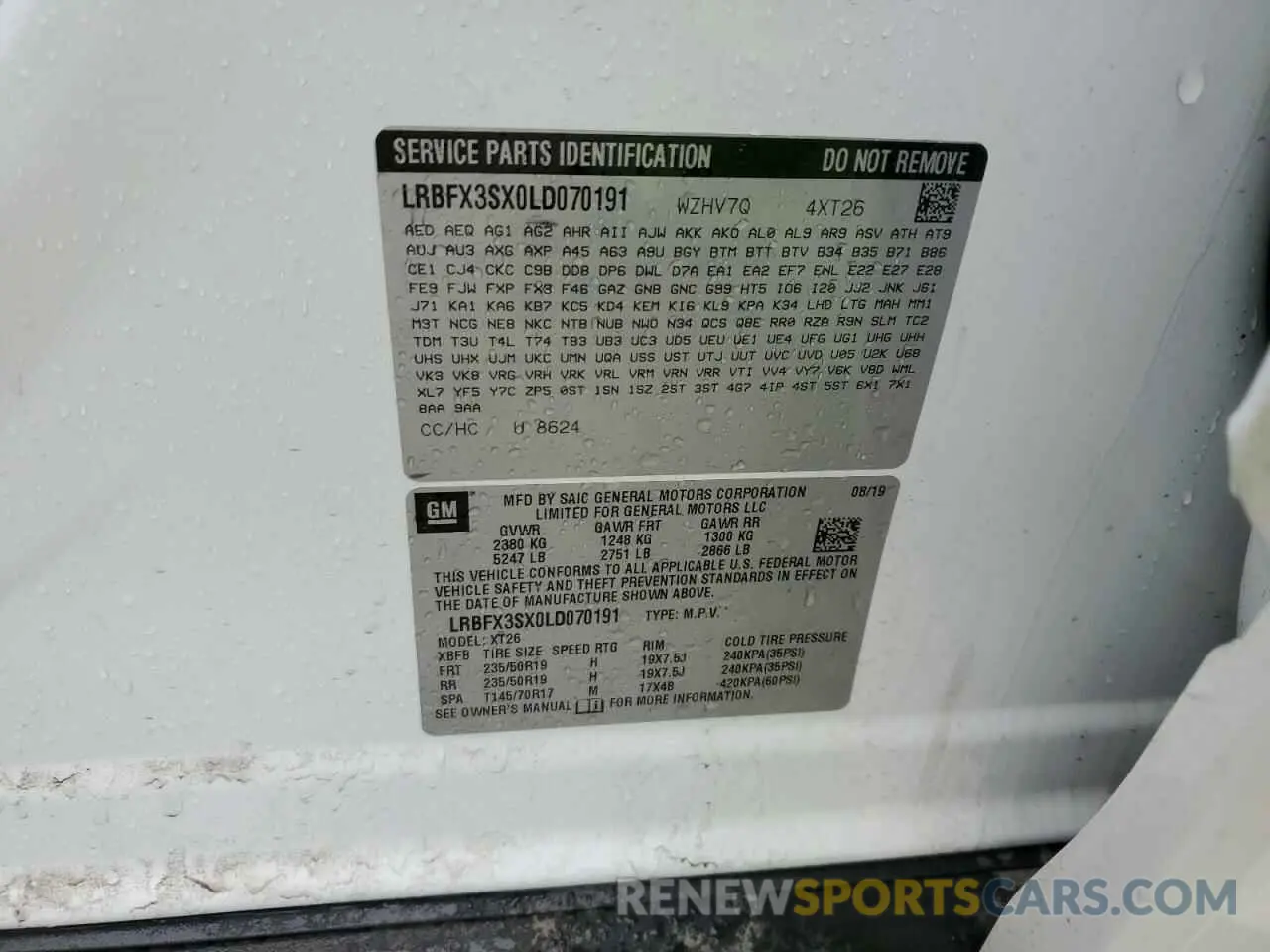 13 Фотография поврежденного автомобиля LRBFX3SX0LD070191 BUICK ENVISION 2020