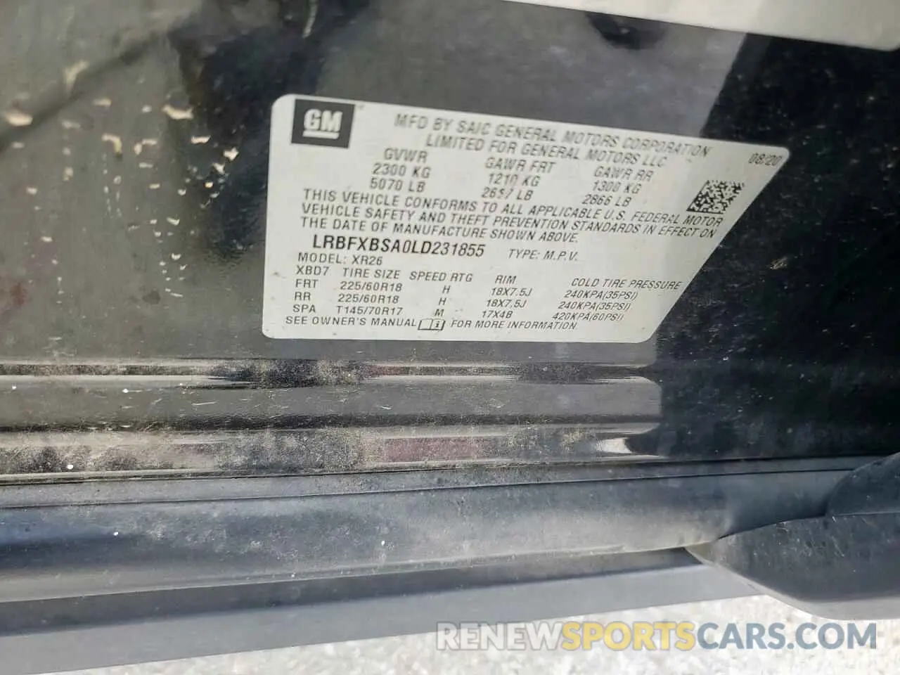 13 Photograph of a damaged car LRBFXBSA0LD231855 BUICK ENVISION 2020