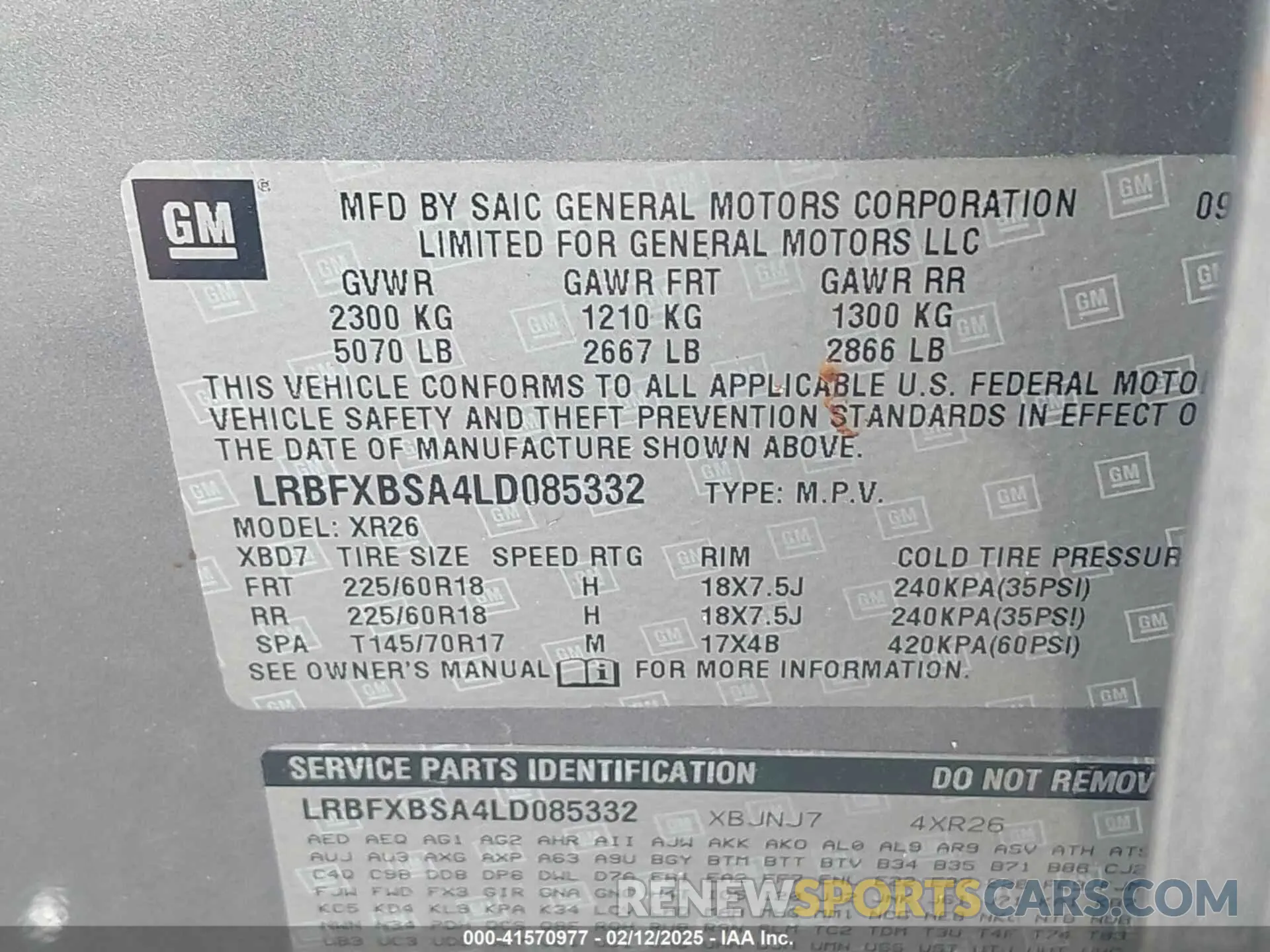 9 Photograph of a damaged car LRBFXBSA4LD085332 BUICK ENVISION 2020