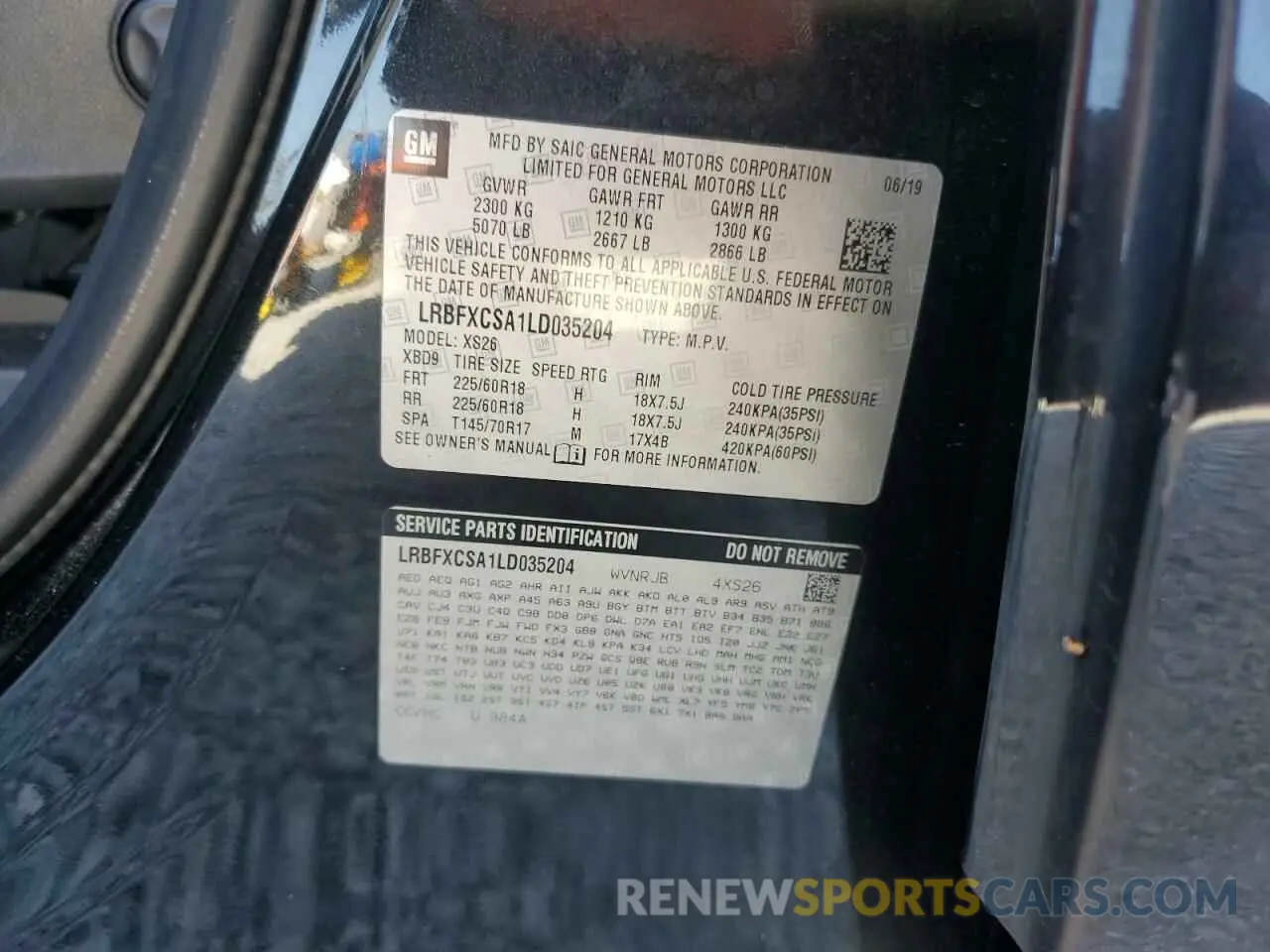 14 Фотография поврежденного автомобиля LRBFXCSA1LD035204 BUICK ENVISION 2020