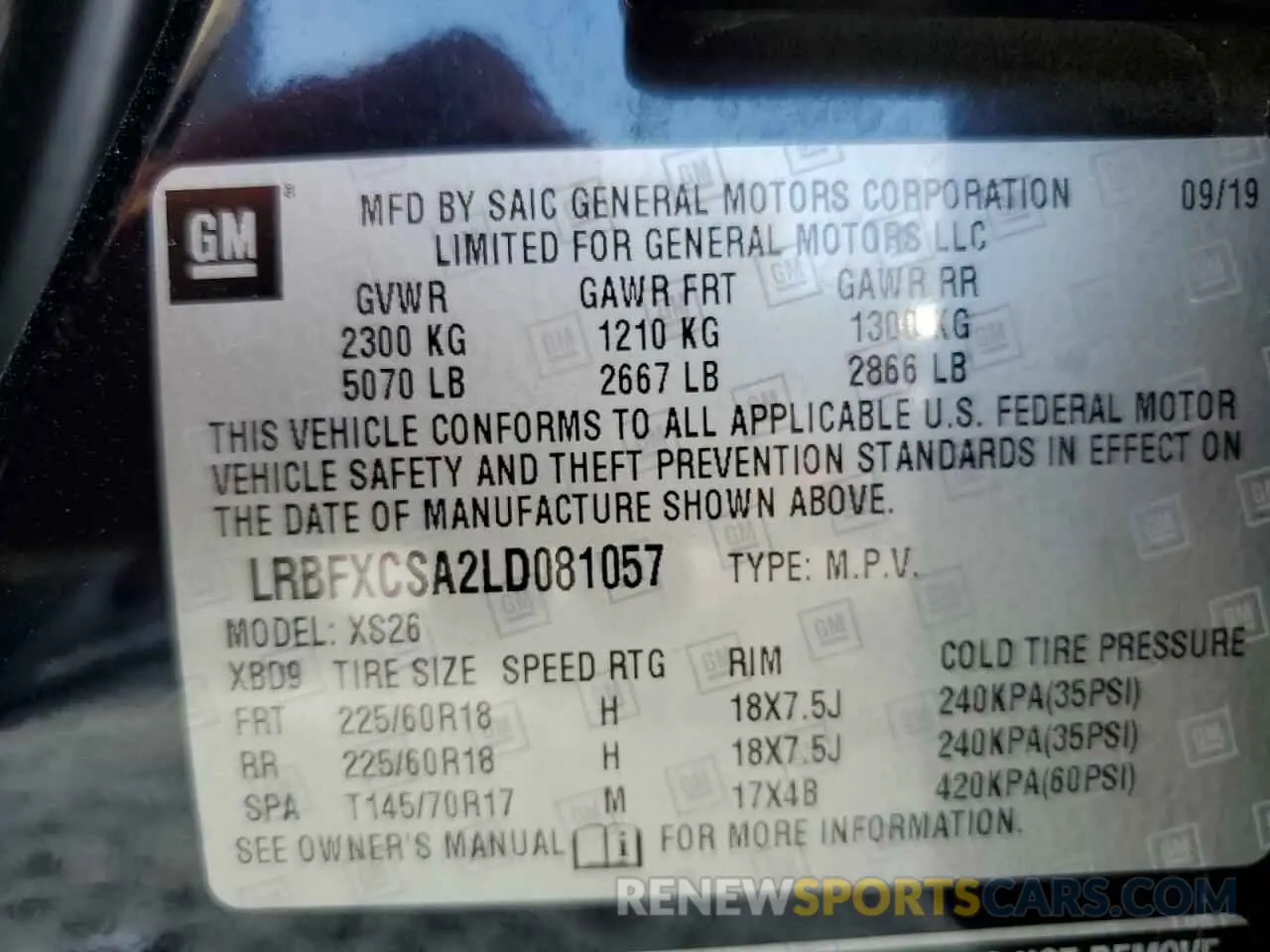 14 Фотография поврежденного автомобиля LRBFXCSA2LD081057 BUICK ENVISION 2020
