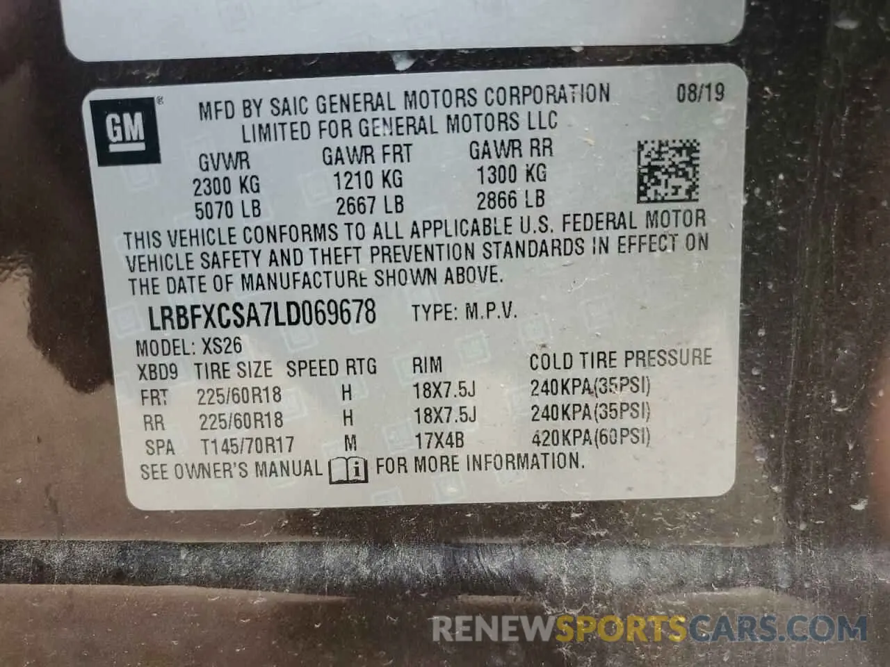 14 Photograph of a damaged car LRBFXCSA7LD069678 BUICK ENVISION 2020