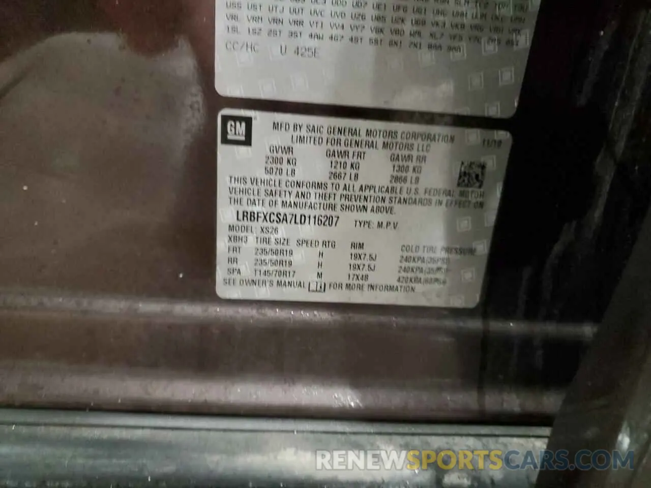 14 Фотография поврежденного автомобиля LRBFXCSA7LD116207 BUICK ENVISION 2020