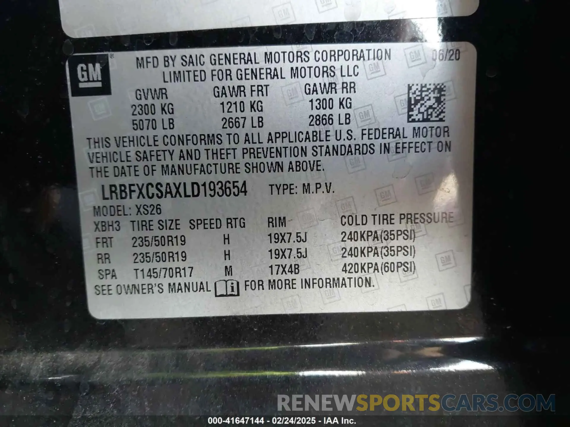 9 Photograph of a damaged car LRBFXCSAXLD193654 BUICK ENVISION 2020