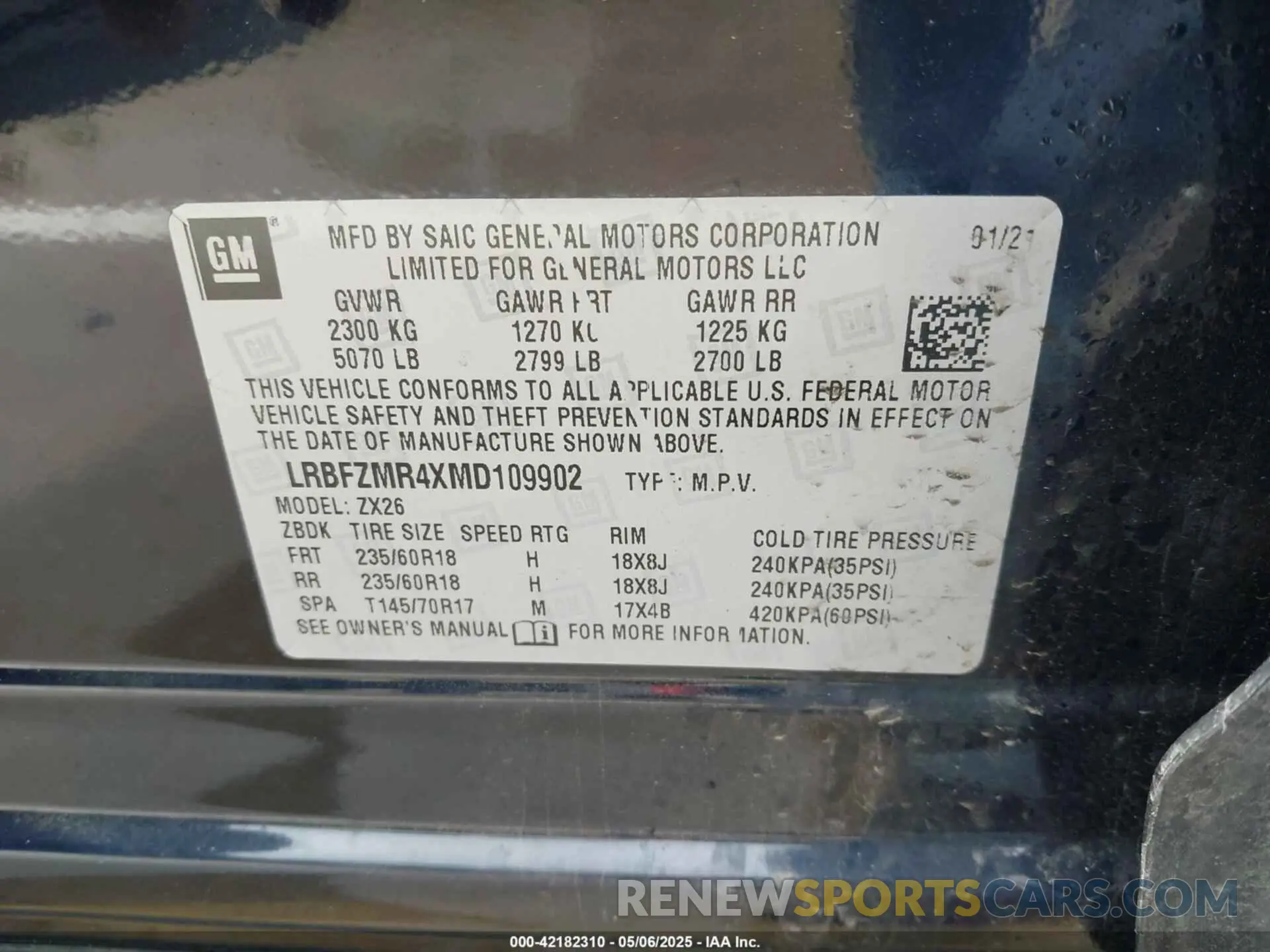 9 Photograph of a damaged car LRBFZMR4XMD109902 BUICK ENVISION 2021