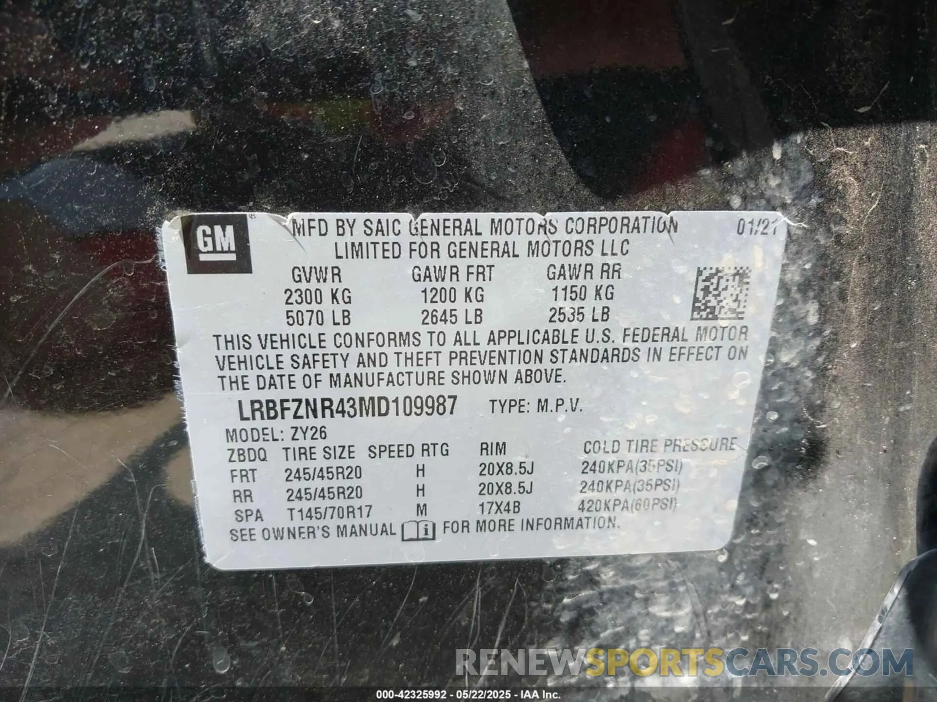 9 Photograph of a damaged car LRBFZNR43MD109987 BUICK ENVISION 2021