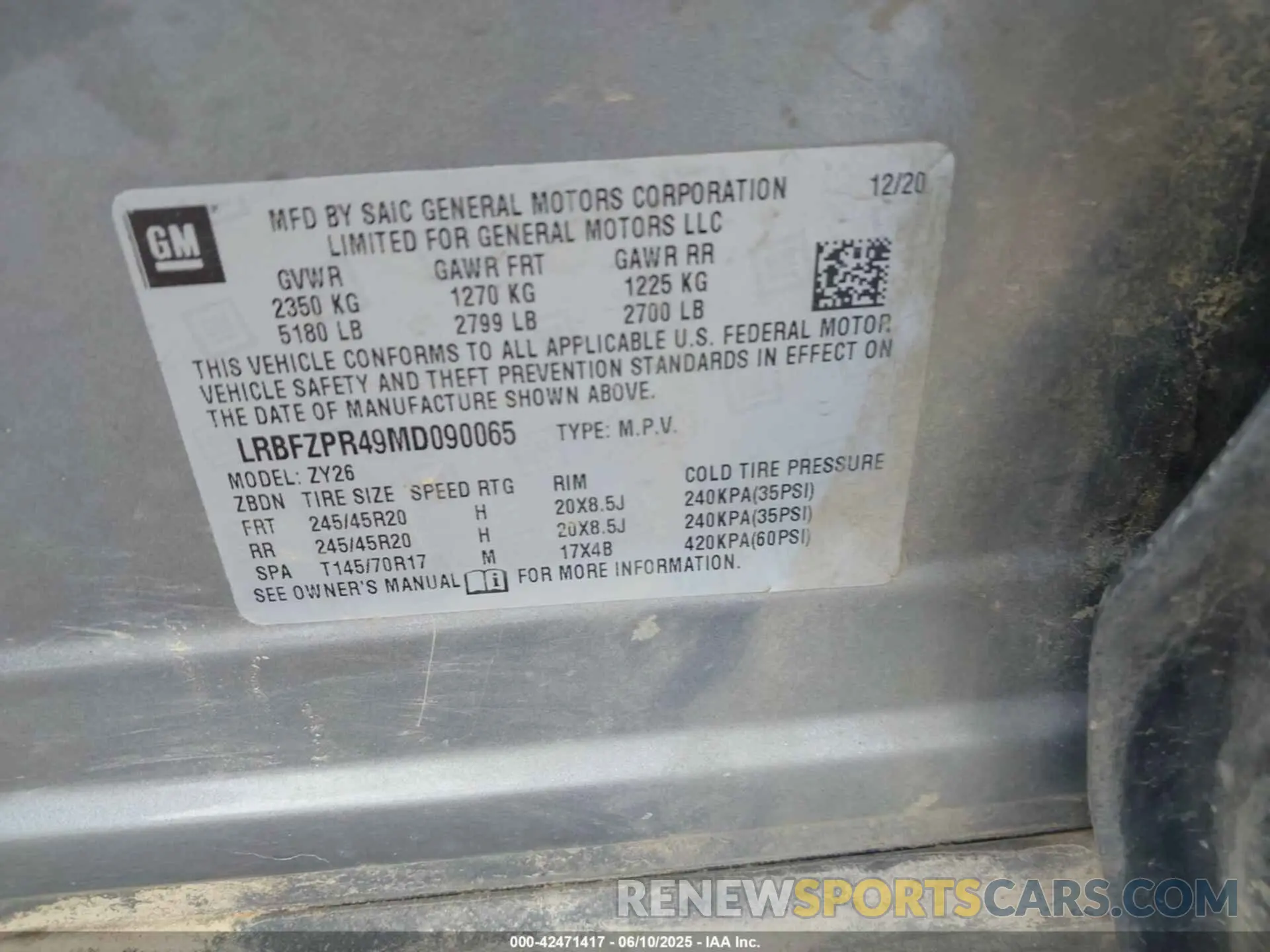 9 Photograph of a damaged car LRBFZPR49MD090065 BUICK ENVISION 2021