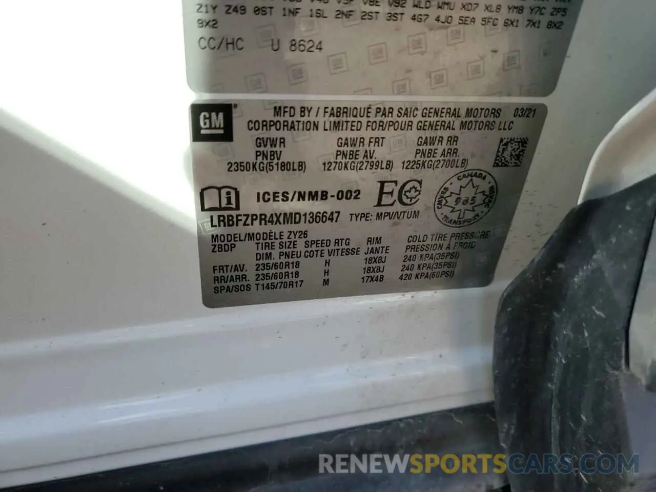 14 Фотография поврежденного автомобиля LRBFZPR4XMD136647 BUICK ENVISION 2021