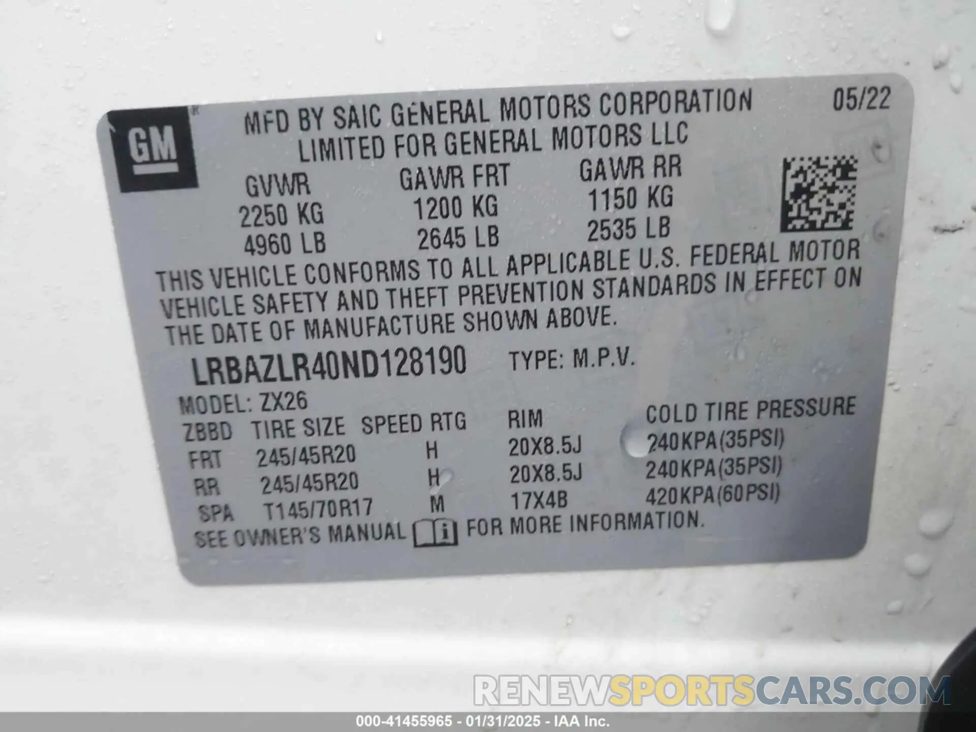 9 Photograph of a damaged car LRBAZLR40ND128190 BUICK ENVISION 2022