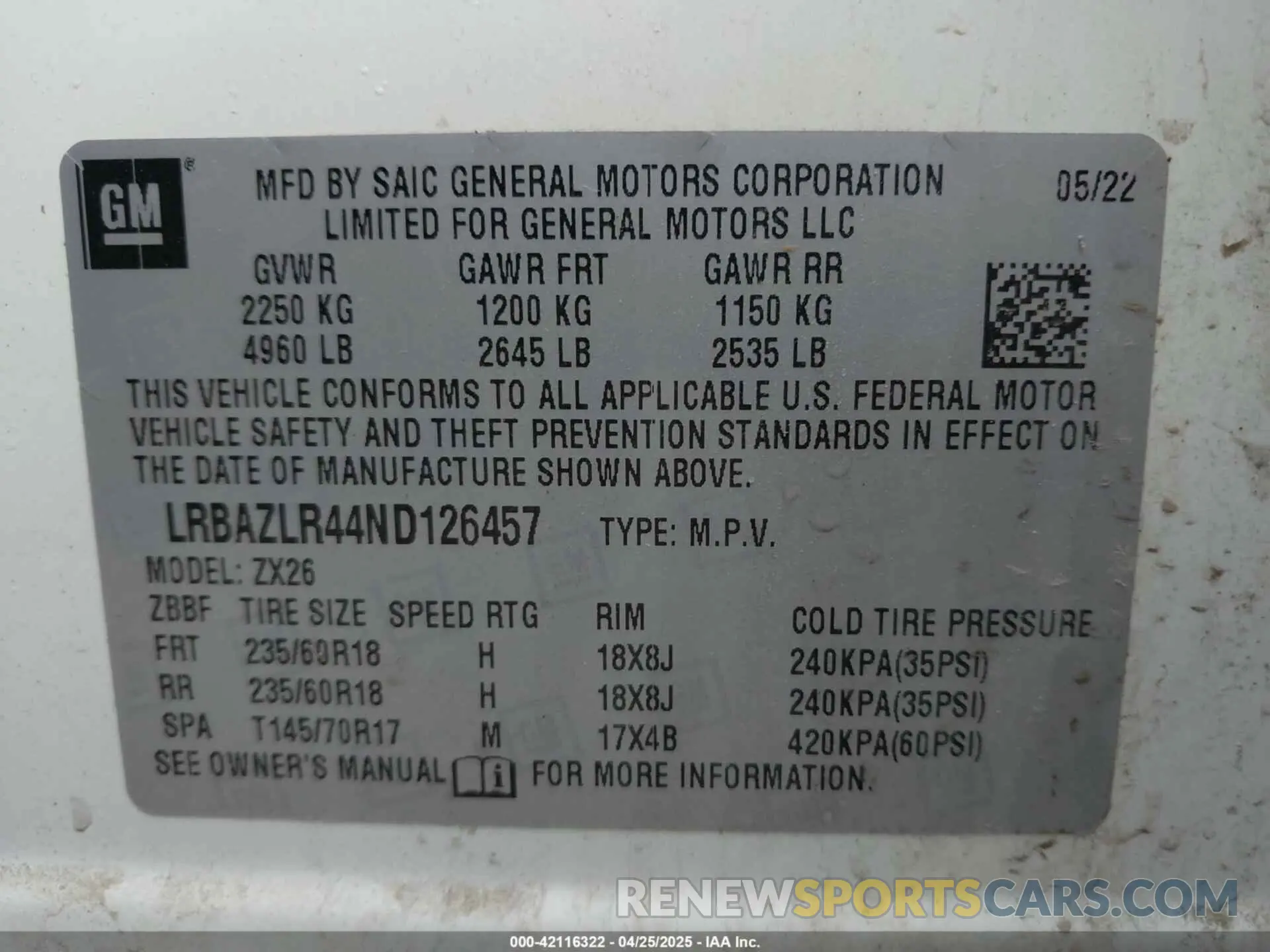 9 Photograph of a damaged car LRBAZLR44ND126457 BUICK ENVISION 2022