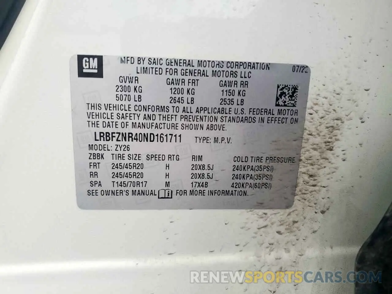 13 Photograph of a damaged car LRBFZNR40ND161711 BUICK ENVISION 2022