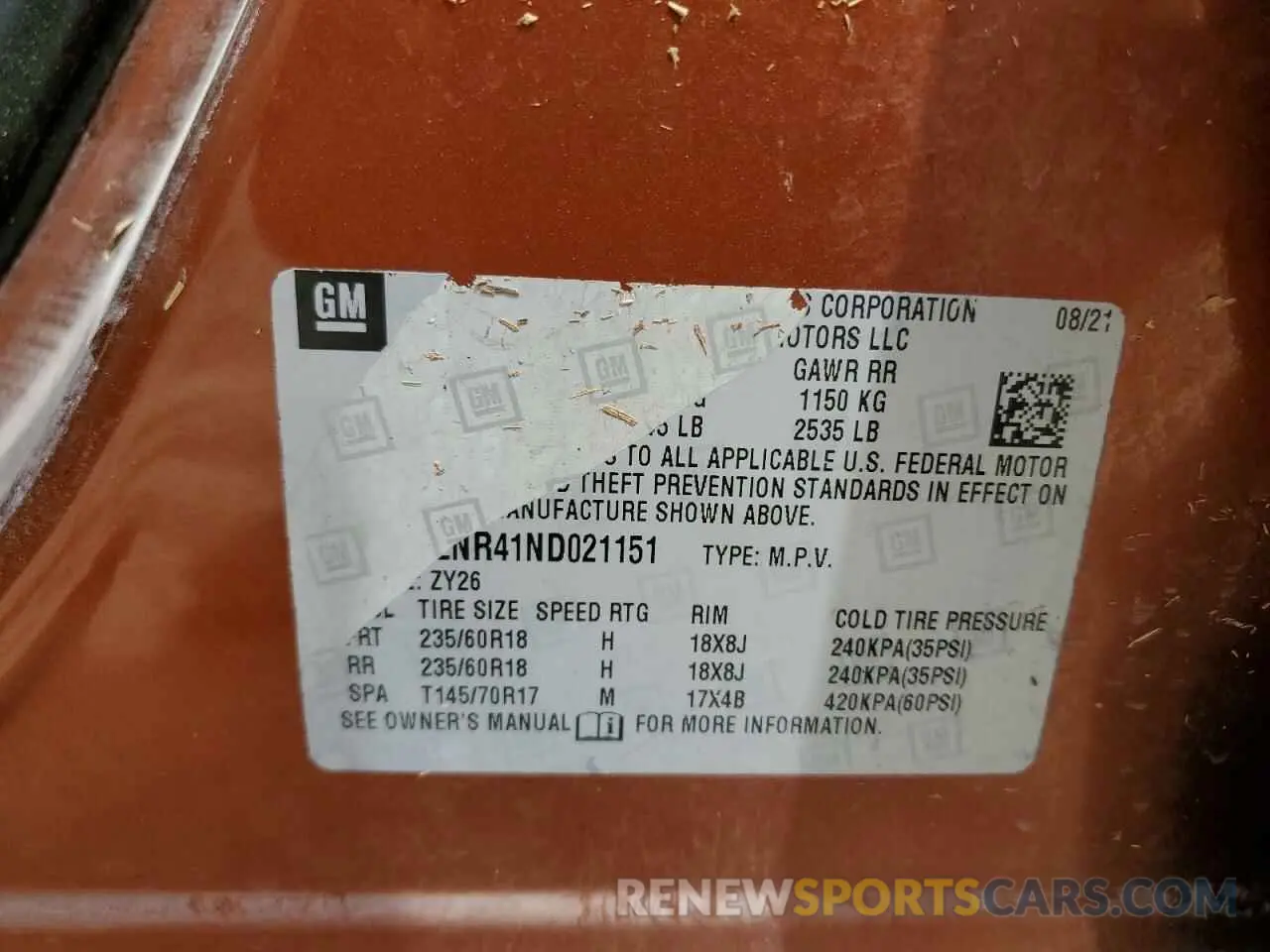 14 Фотография поврежденного автомобиля LRBFZNR41ND021151 BUICK ENVISION 2022