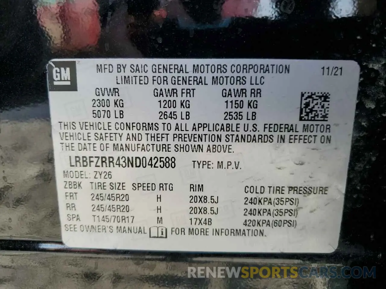 12 Photograph of a damaged car LRBFZRR43ND042588 BUICK ENVISION 2022