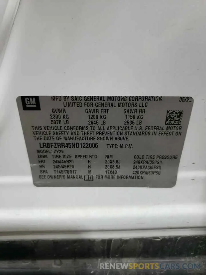 13 Фотография поврежденного автомобиля LRBFZRR45ND122006 BUICK ENVISION 2022