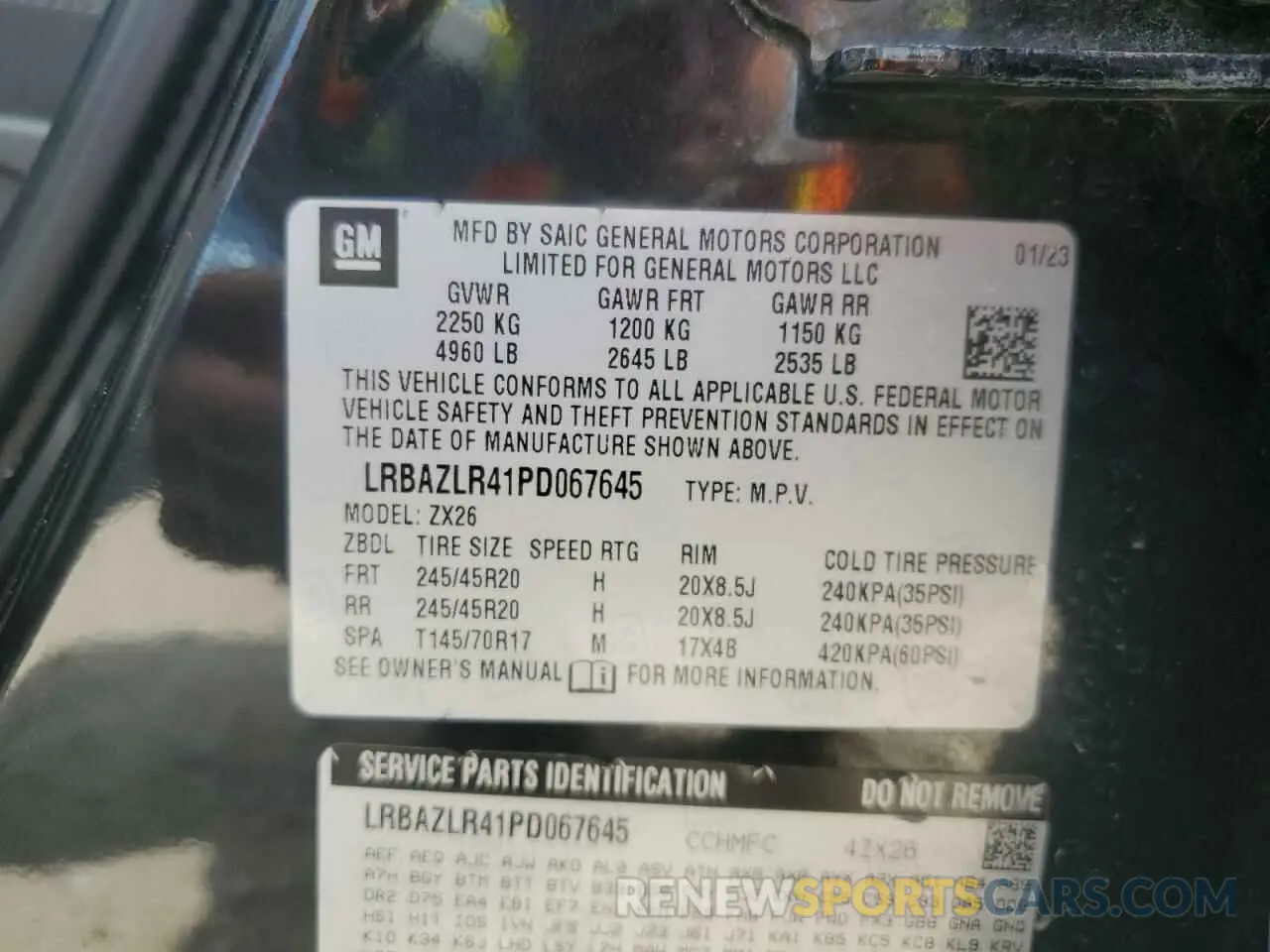 13 Фотография поврежденного автомобиля LRBAZLR41PD067645 BUICK ENVISION 2023