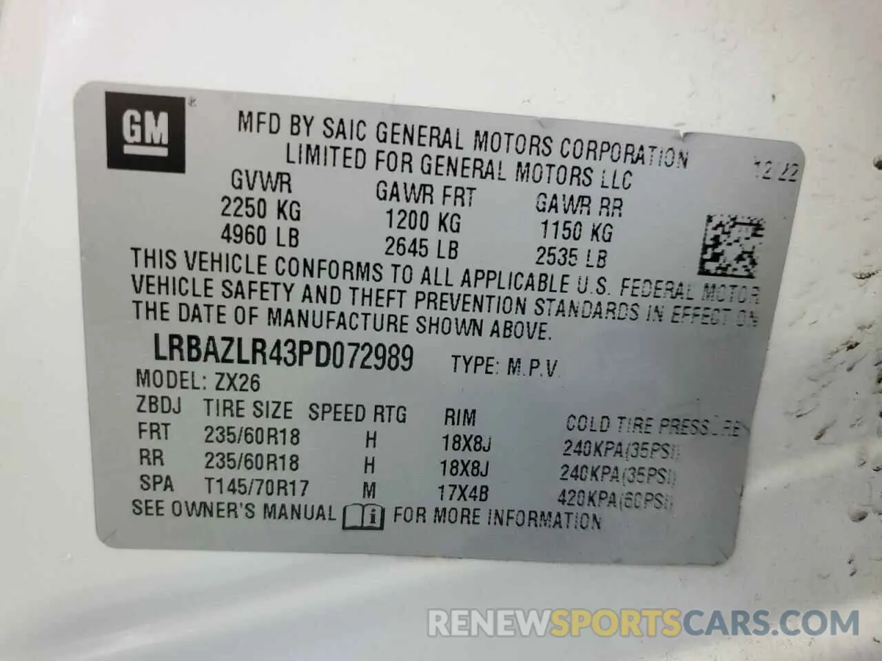 13 Photograph of a damaged car LRBAZLR43PD072989 BUICK ENVISION 2023
