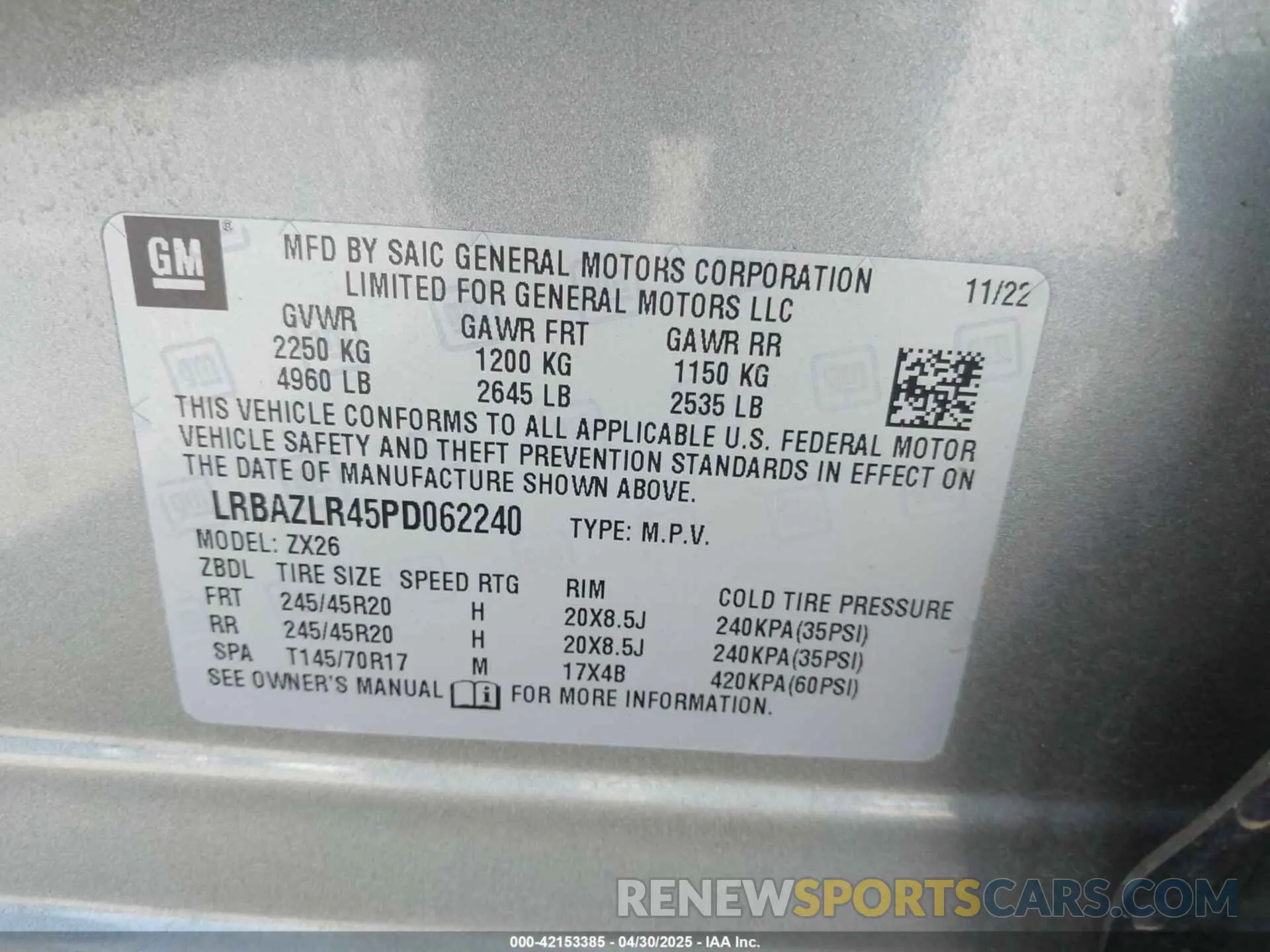 9 Photograph of a damaged car LRBAZLR45PD062240 BUICK ENVISION 2023