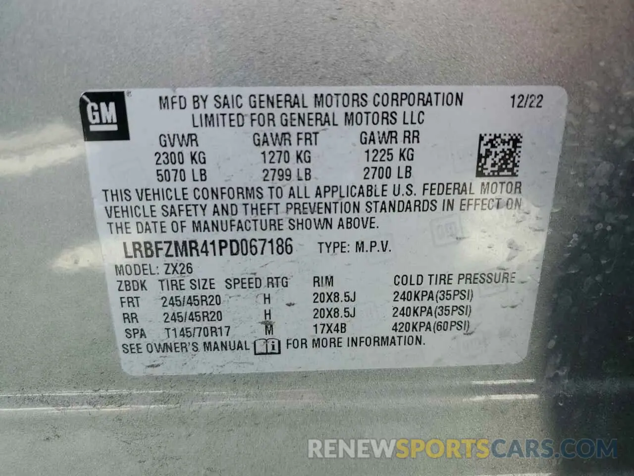 13 Photograph of a damaged car LRBFZMR41PD067186 BUICK ENVISION 2023