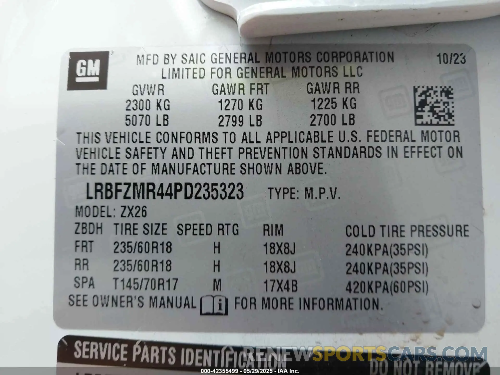 9 Фотография поврежденного автомобиля LRBFZMR44PD235323 BUICK ENVISION 2023